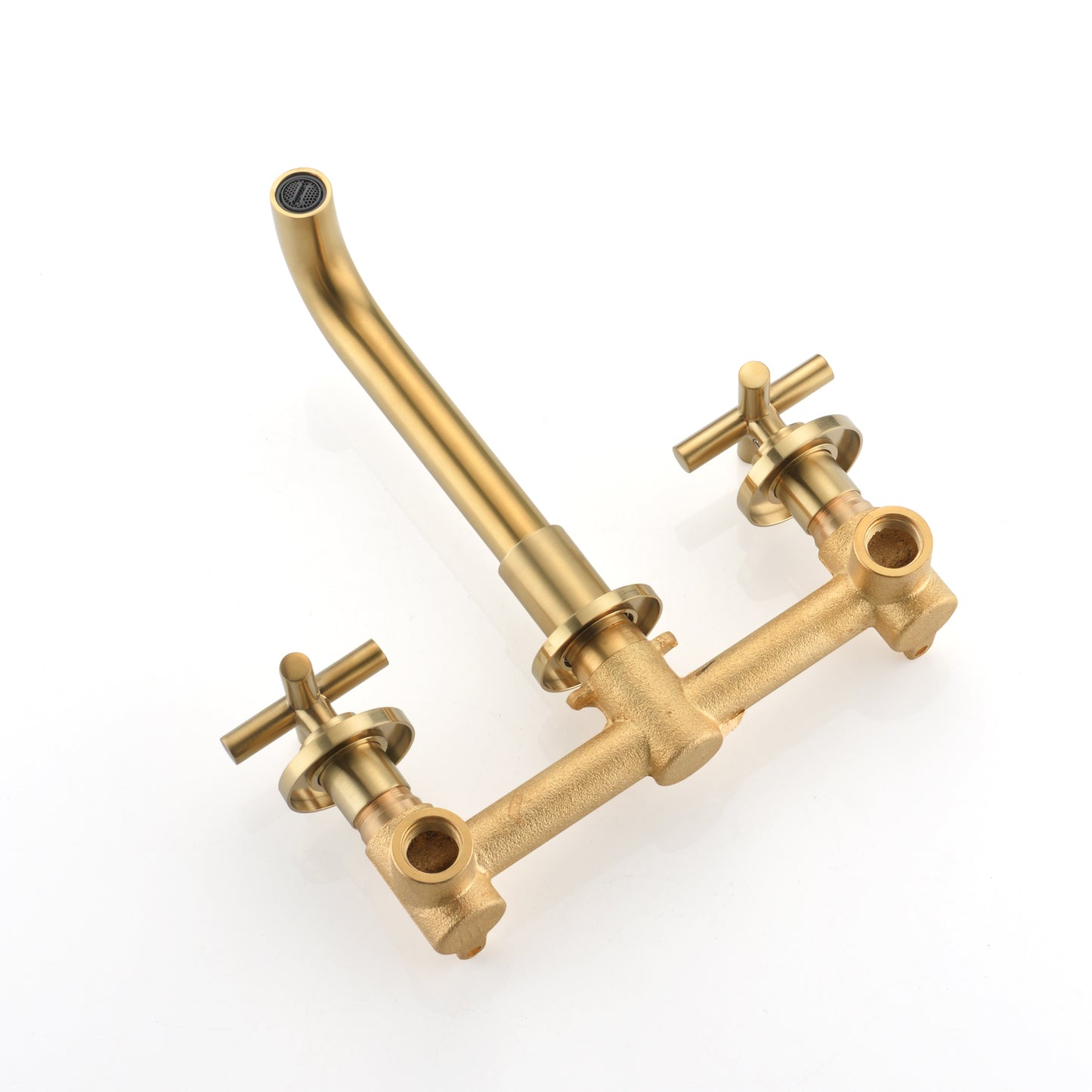 Elegant Brushed Gold Wall Mount Bathroom Faucet