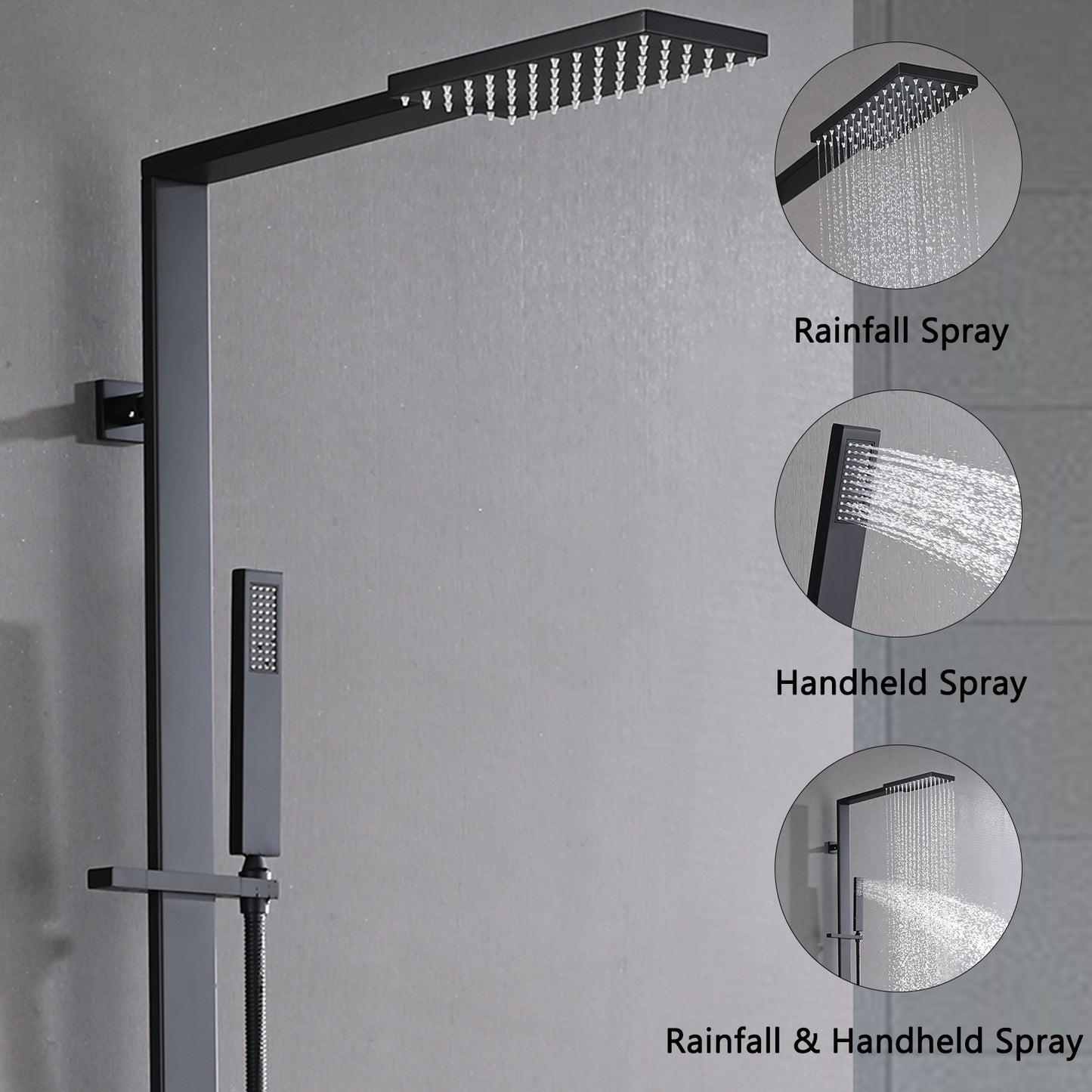Luxurious Matte Black Wall Mounted Shower Combo Set with Dual Shower Options