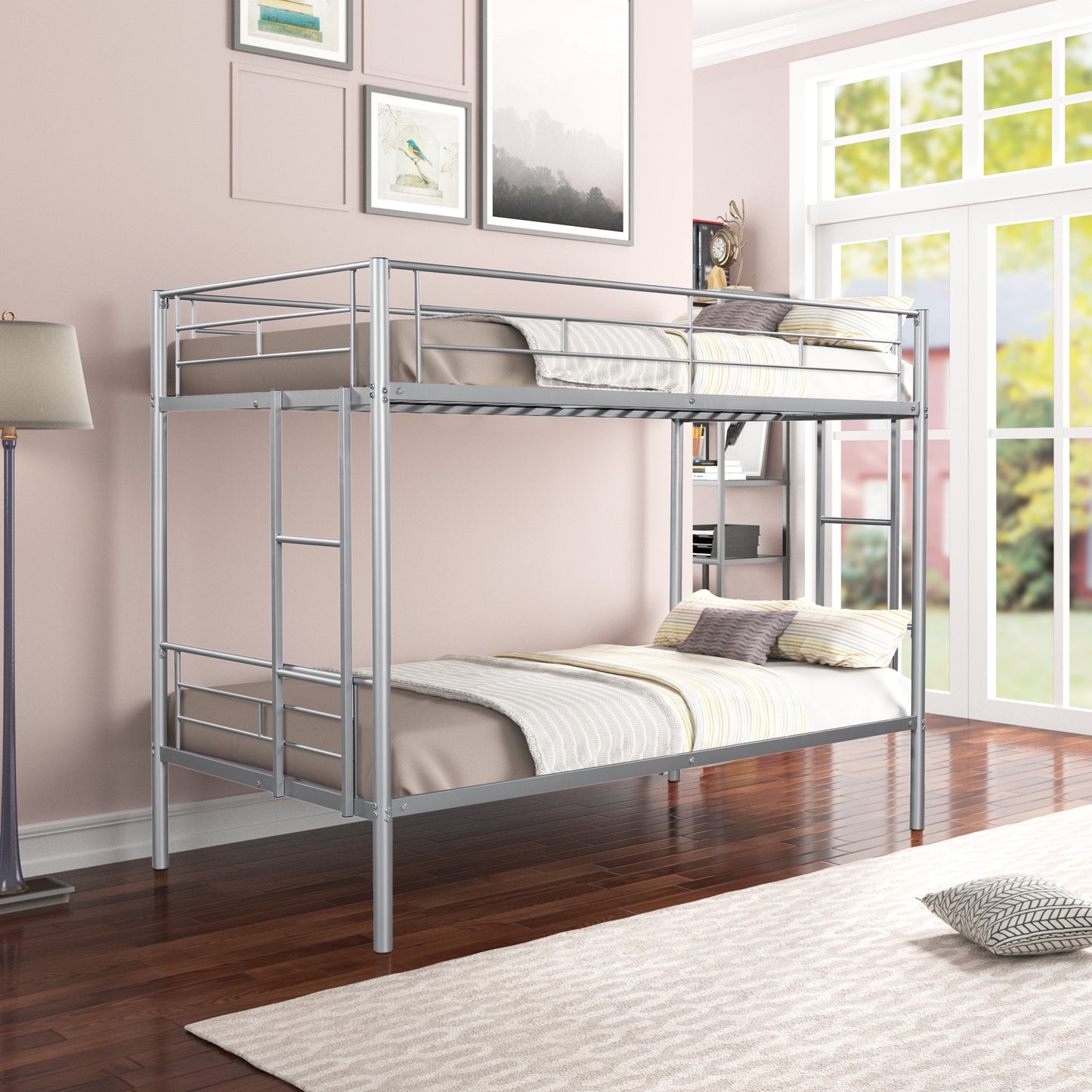 Robust Twin Metal Bunk Bed with Silent Design