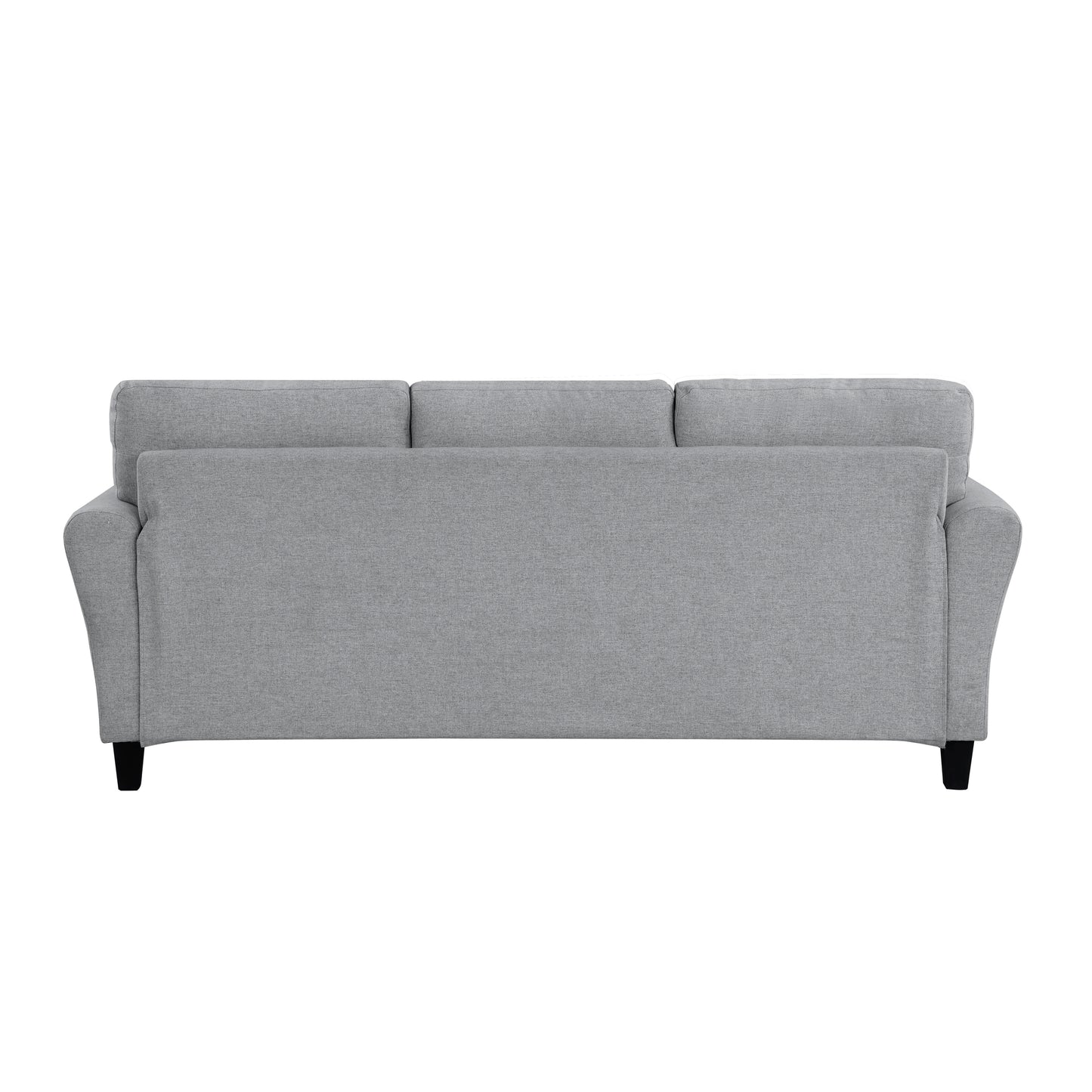 Modern 1pc Sofa Dark Gray Textured Fabric Upholstered Rounded Arms Attached Cushions Transitional Living Room Furniture