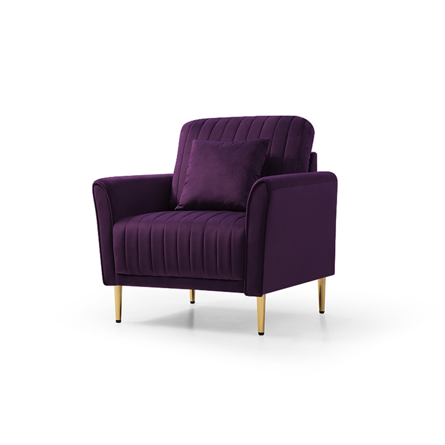 Modern Soft Velvet Accent Chair Living Room Chair Bedroom Chair Home Chair With Gold Legs, Purple