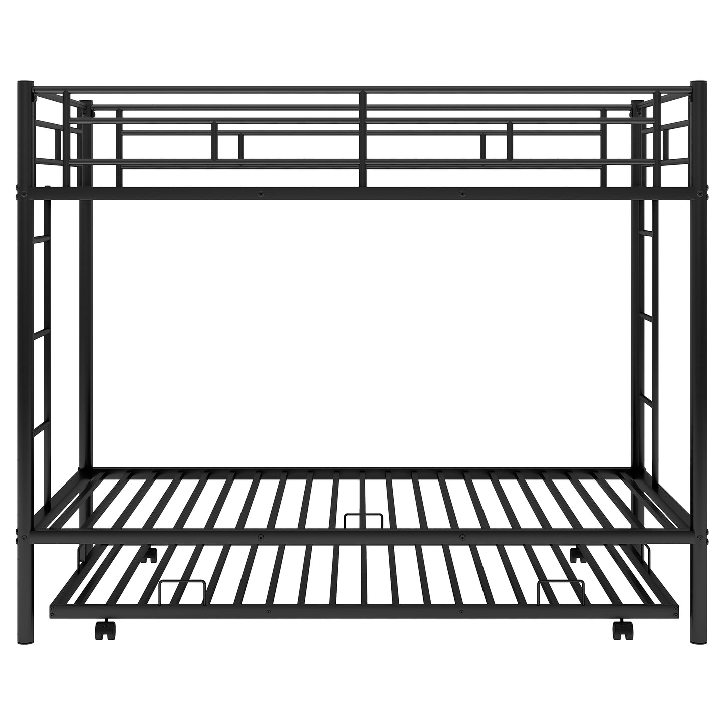 Twin Bunk Bed with Trundle - Space-Saving Black Design