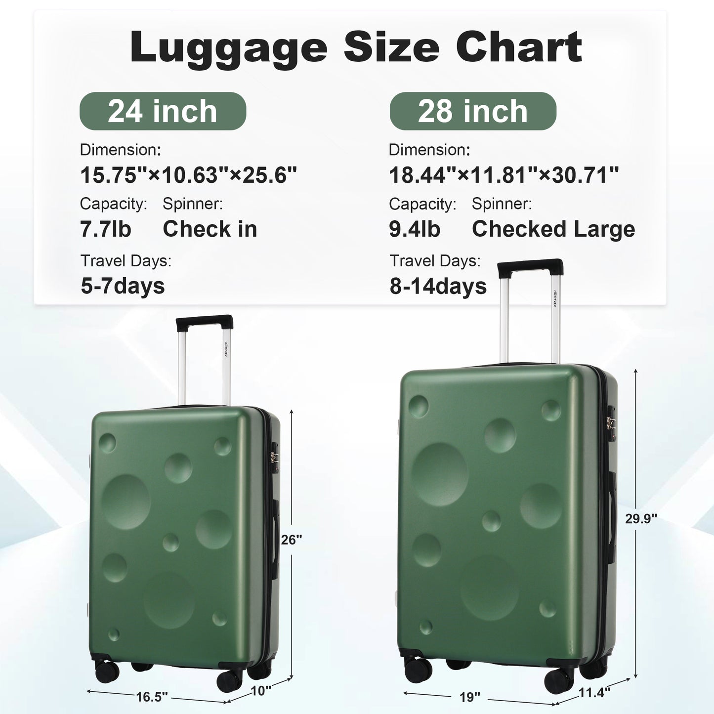 Hardshell Luggage Sets 2 Pieces 24"+28" Expandable Luggages Spinner Suitcase with TSA Lock Lightweight