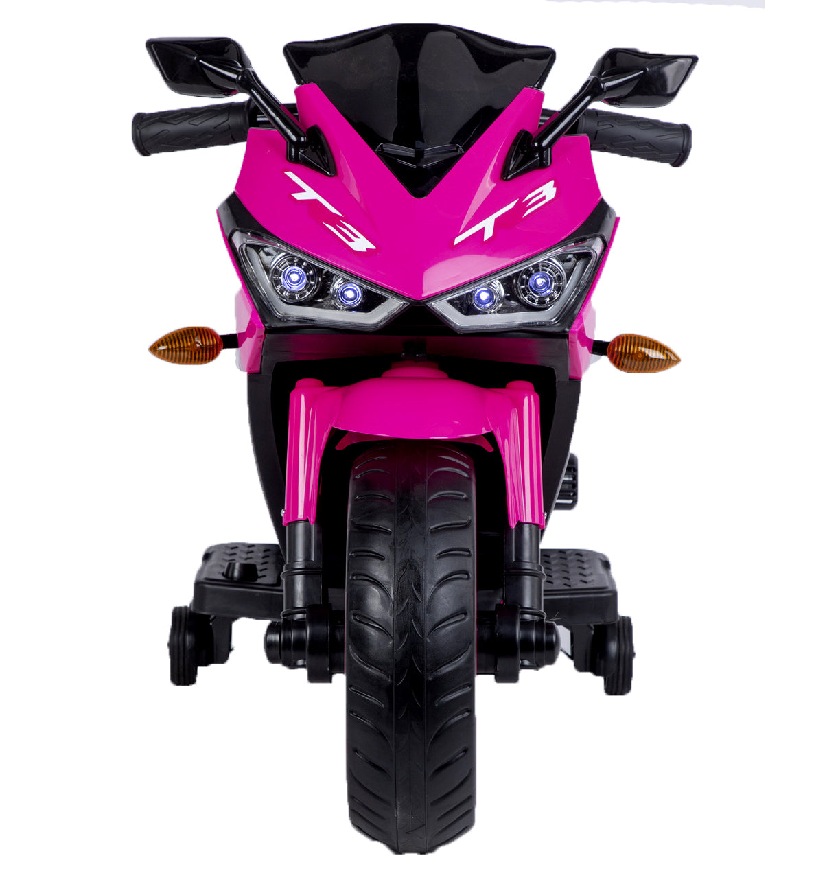 12V Kids Motorcycle Ride-On Toy with Training Wheels and Manual Throttle, Pink