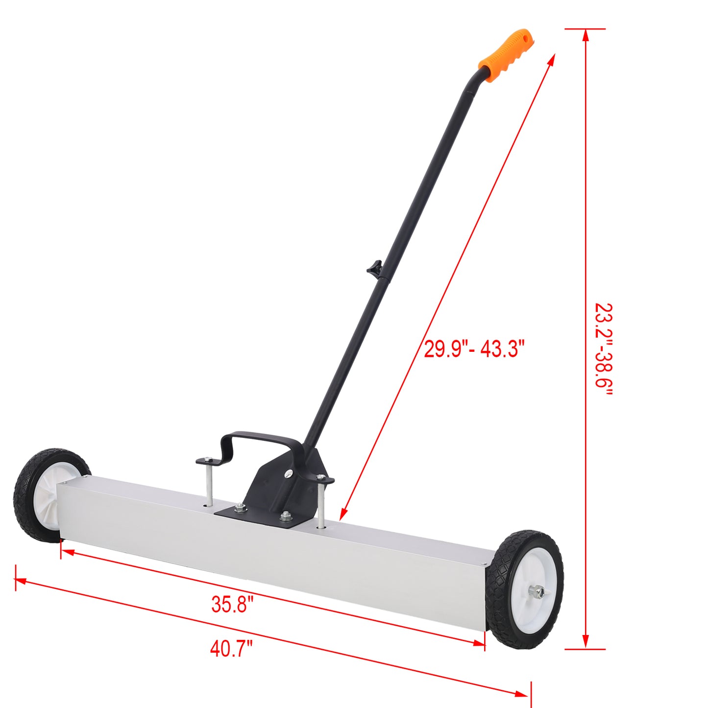 36"  Rolling Magnetic Pick-Up Sweeper, Heavy Duty Push-Type with Release, for Nails Needles Screws Collection,30 Pound Capacity