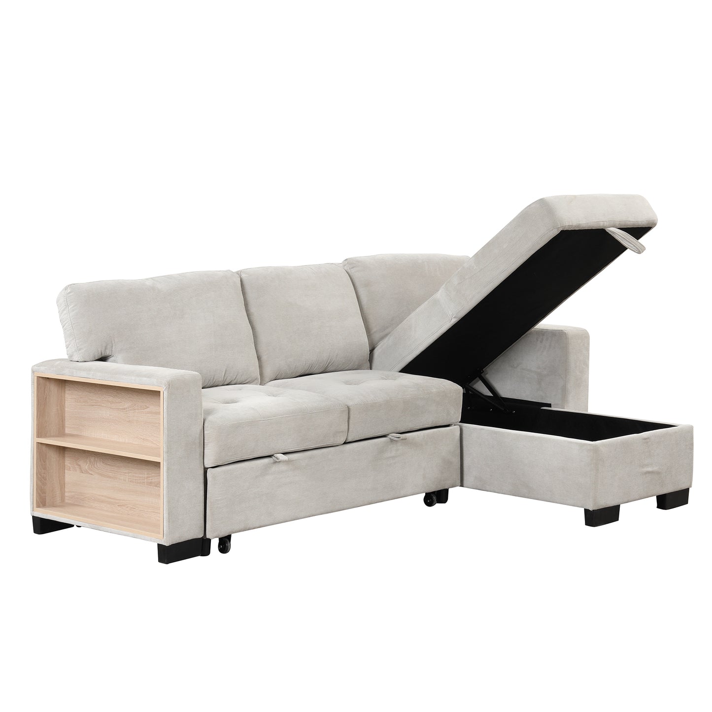 Elegant Light Gray Sectional Sofa with Versatile Storage and USB Charging