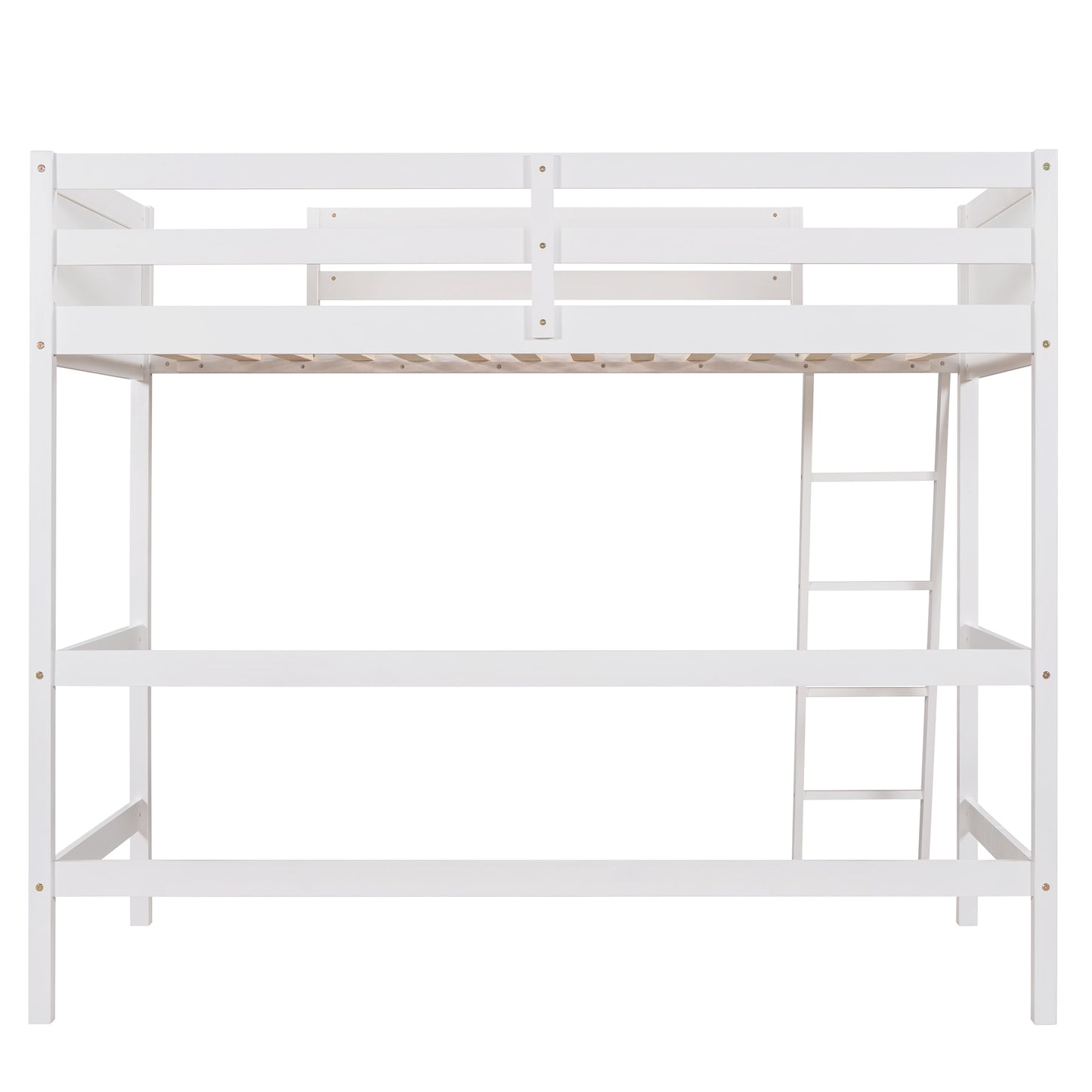 Solid Wood Twin Size Loft Bed with Ladder(White)(: WF191903AAK)