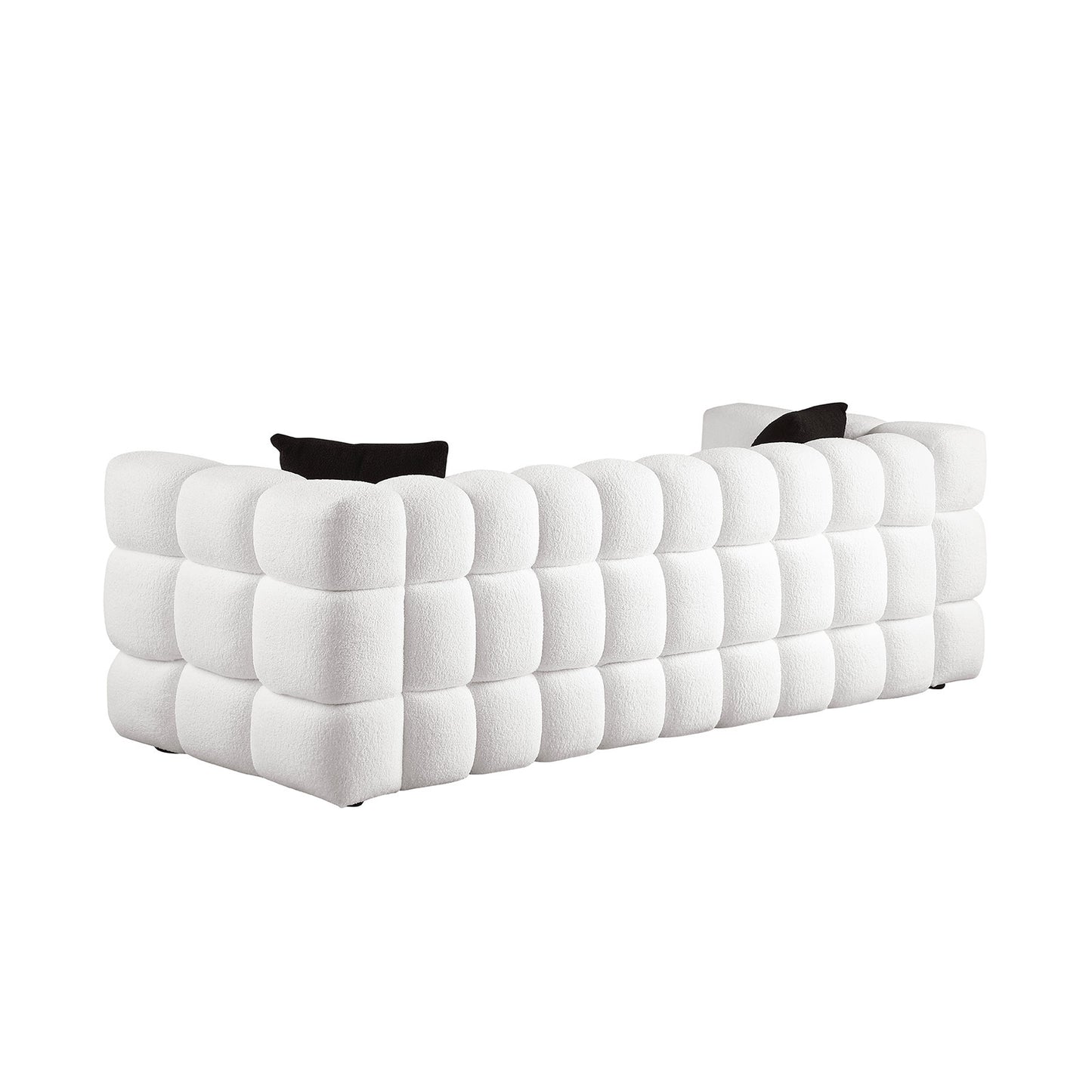 White Boucle Upholstered 3-Seater Sofa and Loveseat for USA People