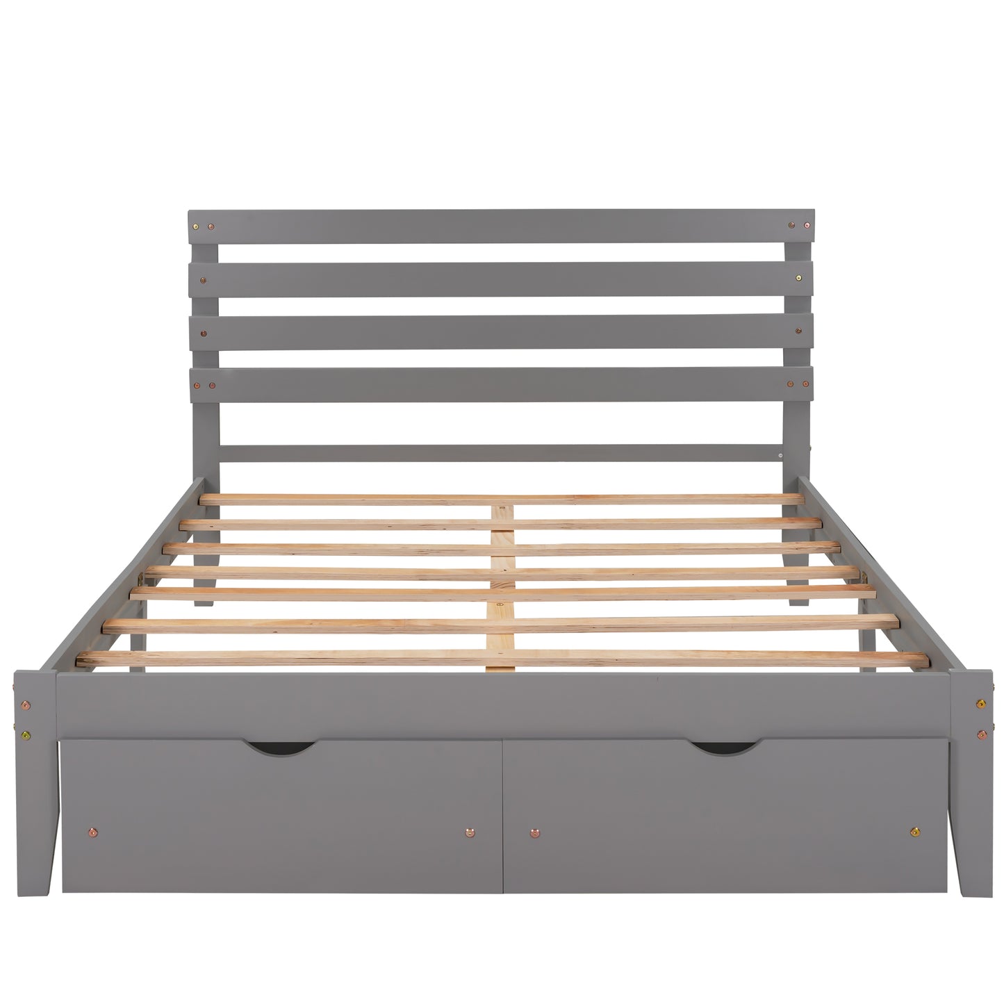 Queen Size Platform Bed with Drawers, Gray(New SKU:WF288469AAE)