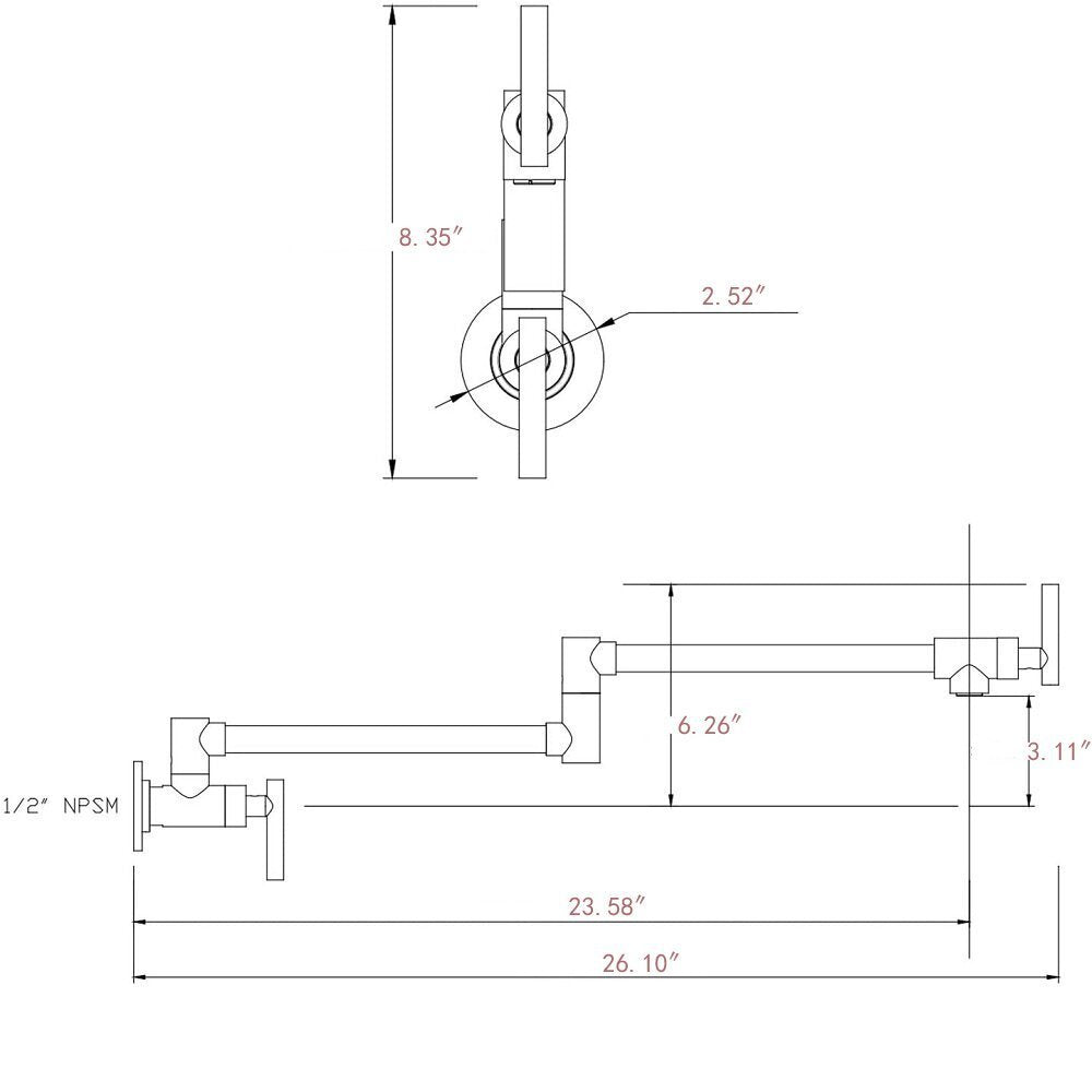 Pot Filler Faucet Wall Mount, Brushed Nickel Finish and Dual Swing Joints Design