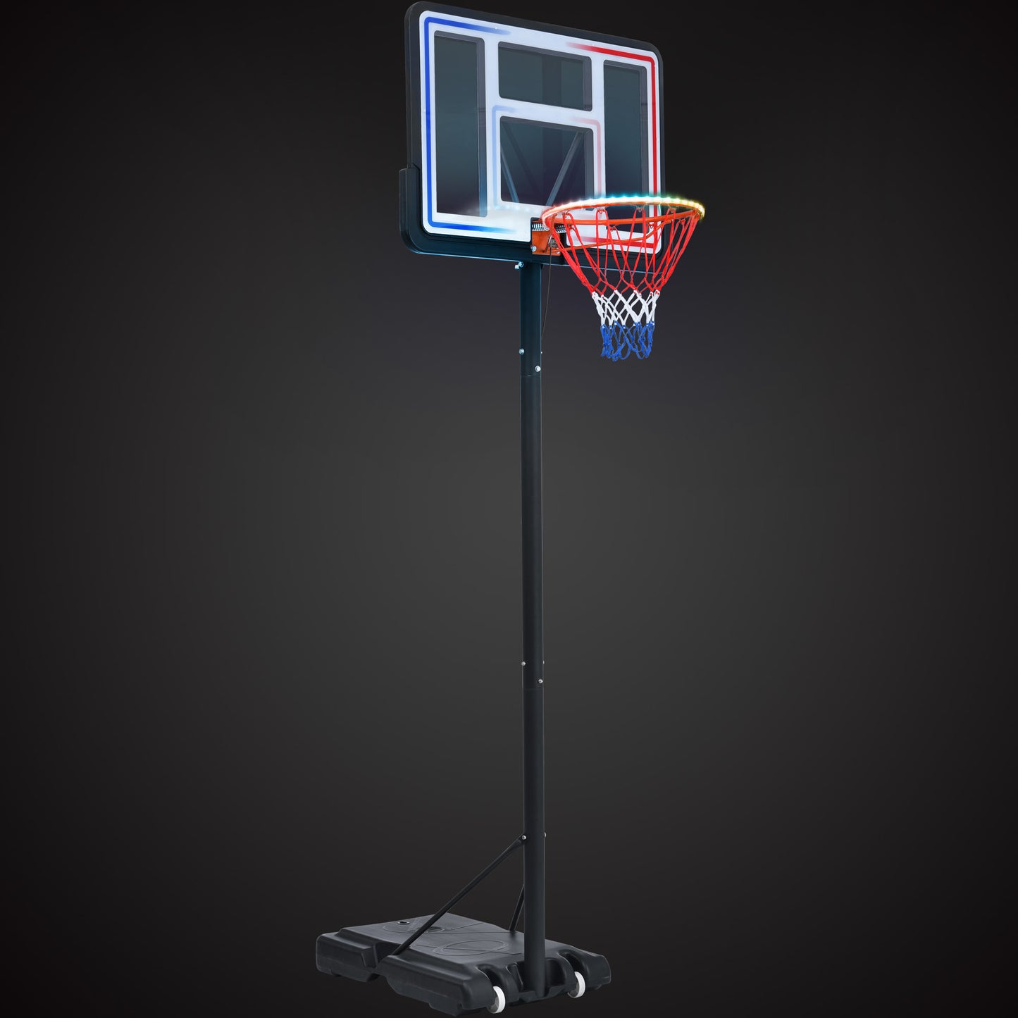 Portable Basketball Hoop Basketball System 4.76-10ft Height Adjustable for Youth Adults LED Basketball Hoop Lights, Colorful lights, Waterproof,Super Bright to Play at Night Outdoors,Good Gift for Kid