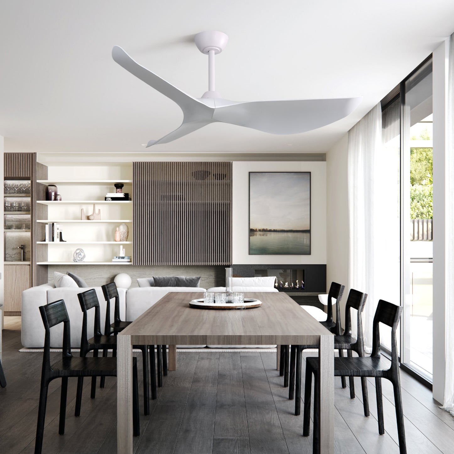 52 Inch Modern Indoor Ceiling Fan With Remote Control and Wood Blades