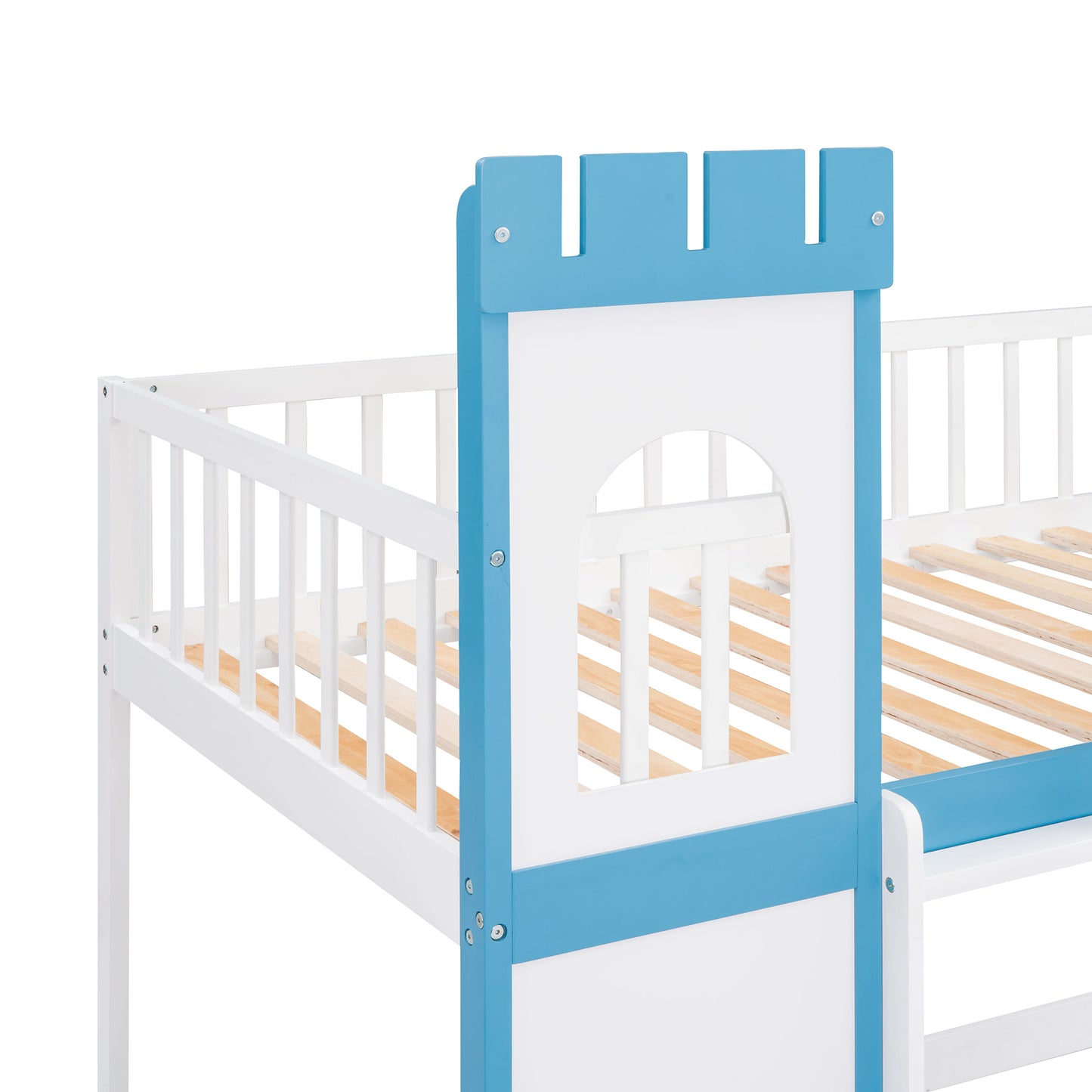 Blue Castle Bunk Bed with Ladder for Children