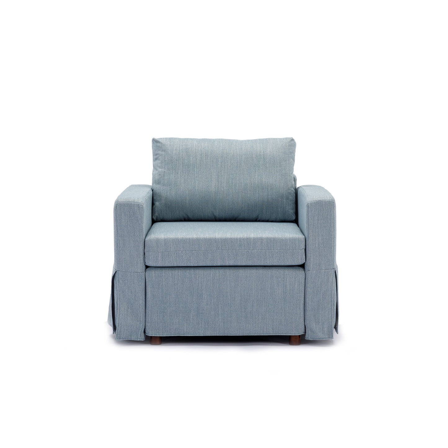 Light Blue 2 Seat Sectional Sofa Set with Ottoman and Removable Washable Cushions