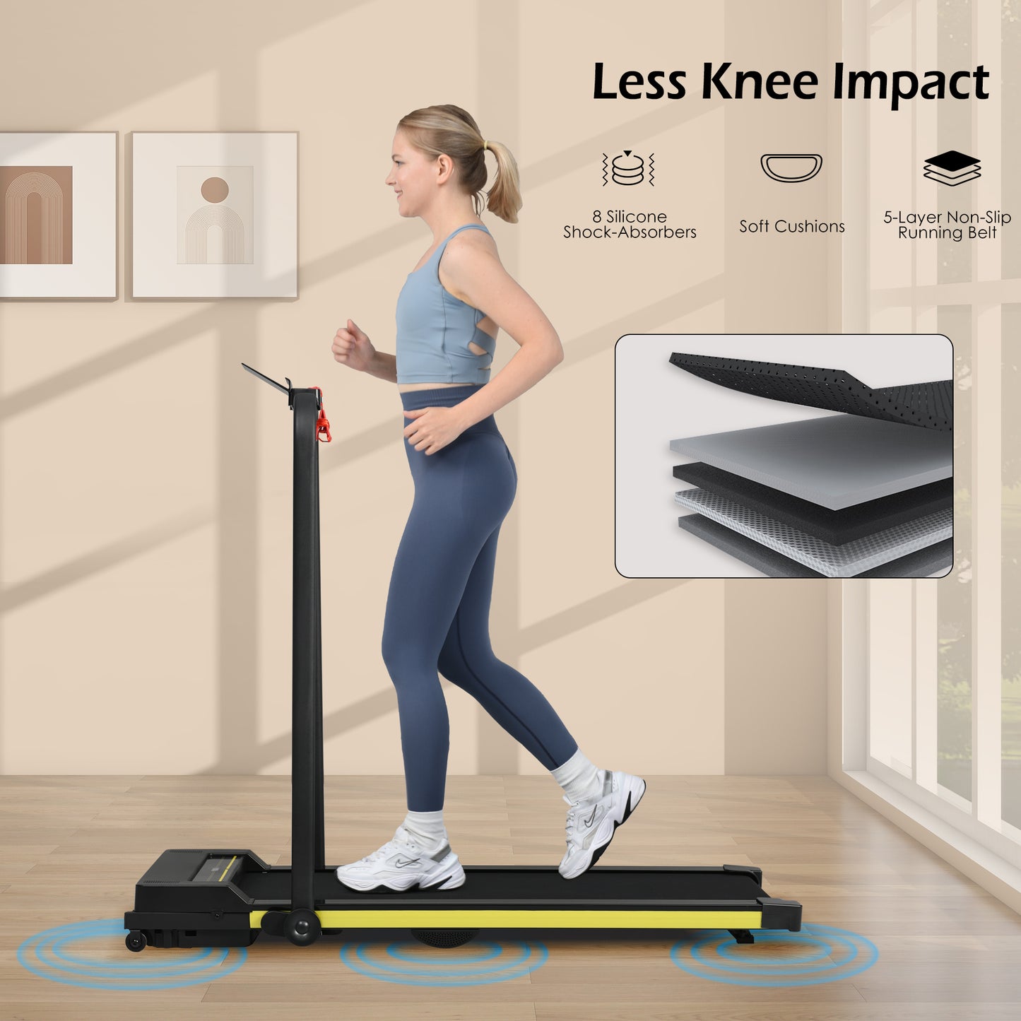 Treadmill-Walking Pad-Under Desk Treadmill 0.6-7.6MPH 2.5HP 2 in 1 Folding Treadmill-Treadmills for Home and Office