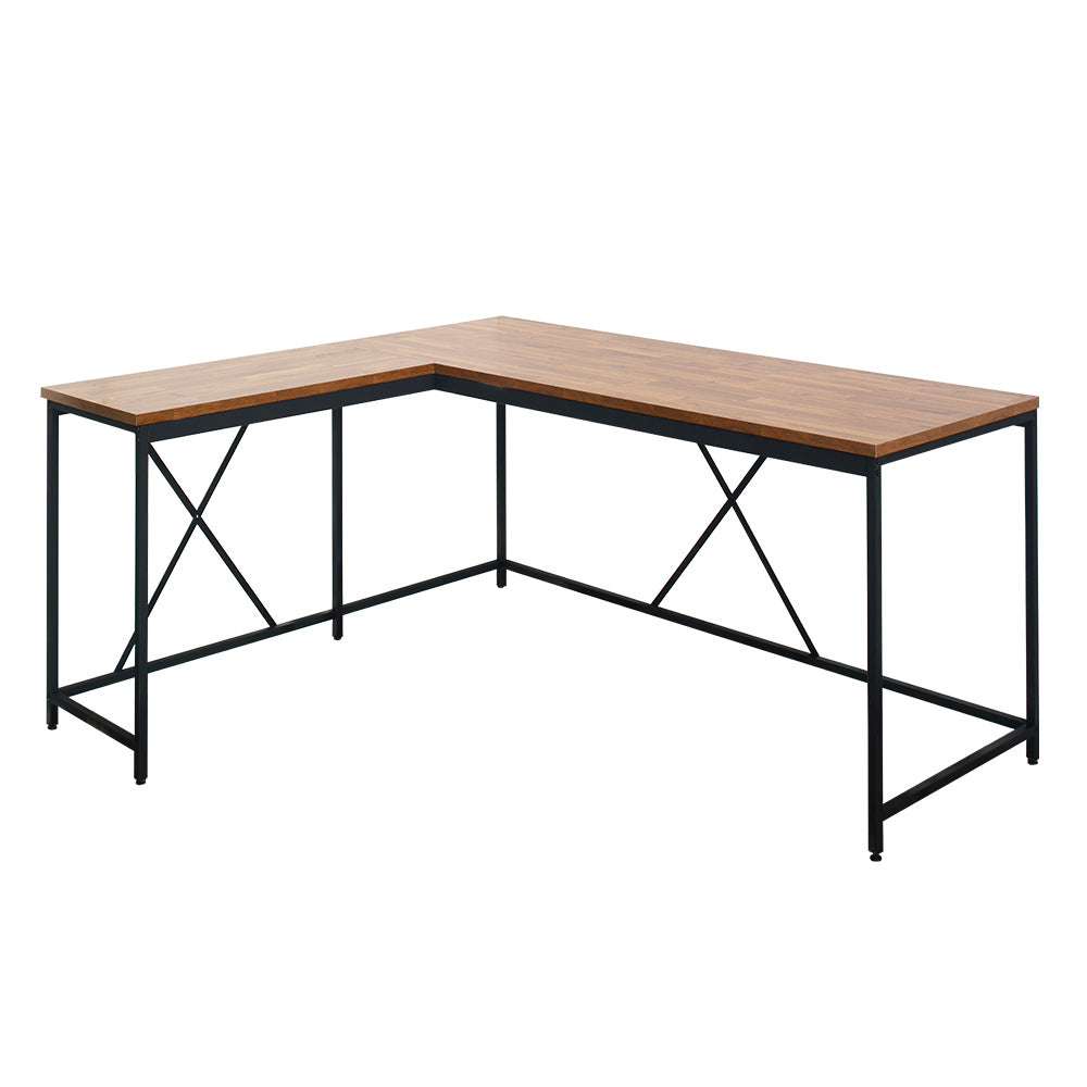 Water and Heat Resistant Acacia and Black Wood Corner Desk with Enhanced Durability