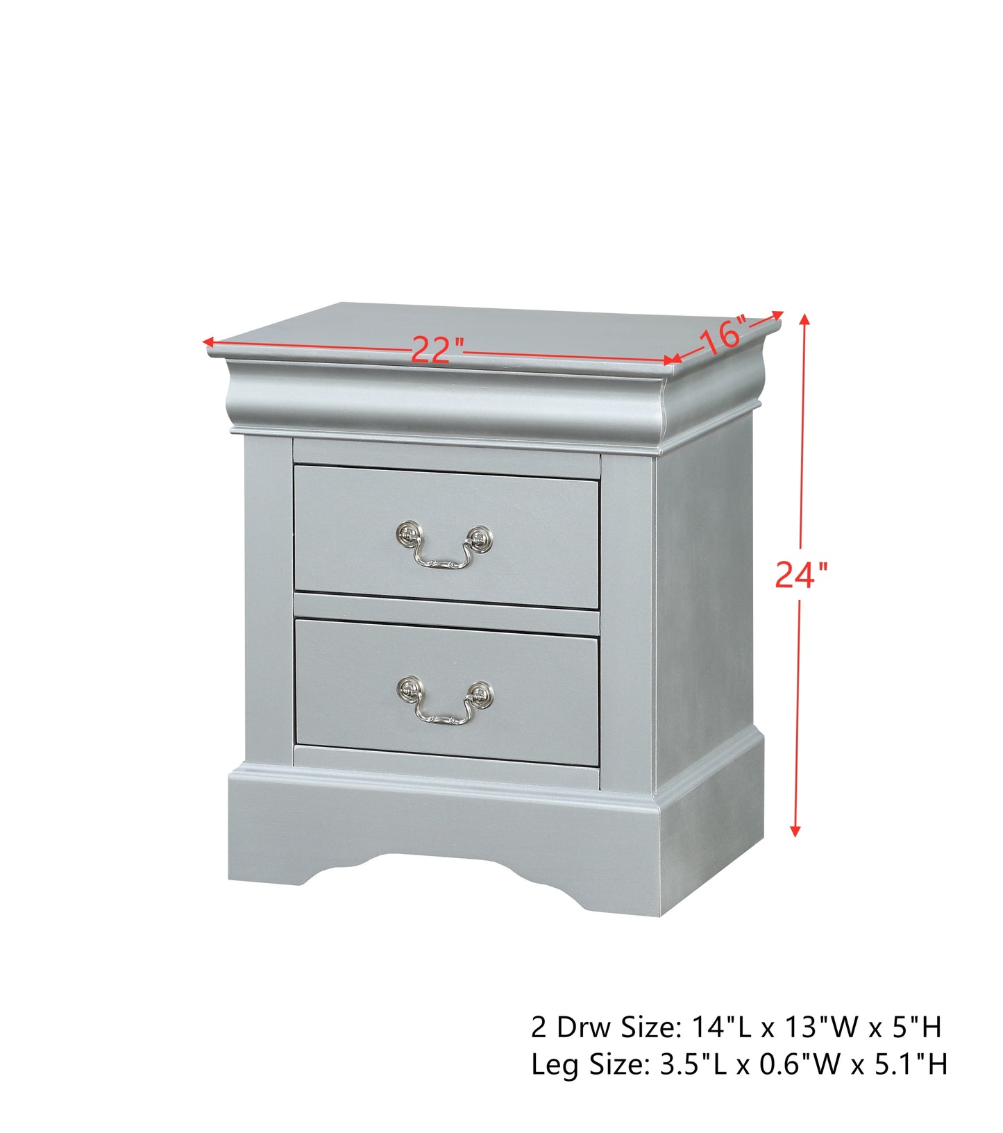 Louis Philippe III Nightstand in Platinum 26703