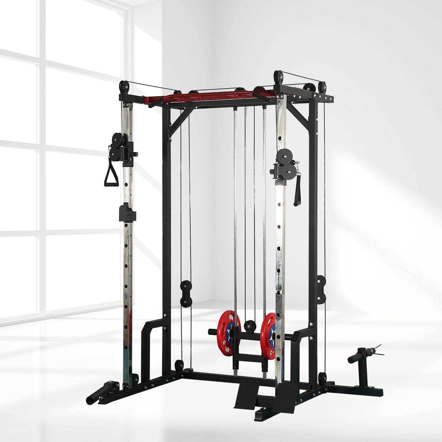 Power cage with LAT PullDown and Weight Storage Rack Optional Weight Bench, 1400 lb Capacity Power Rack for Home and Garage Gyms, Multiple Accessory Squat Racks for Full Body Workouts