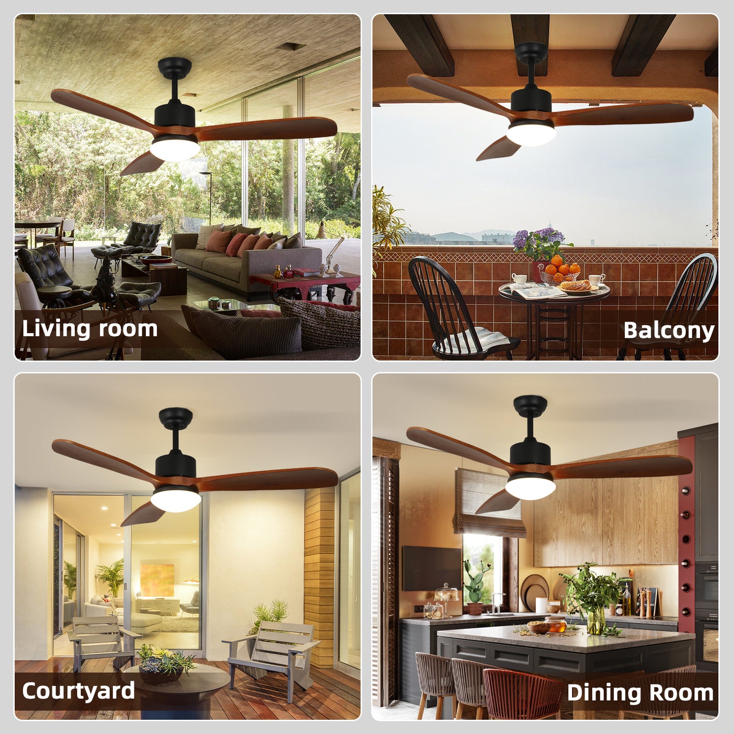 52 Wood Finish Ceiling Fan Light Kit