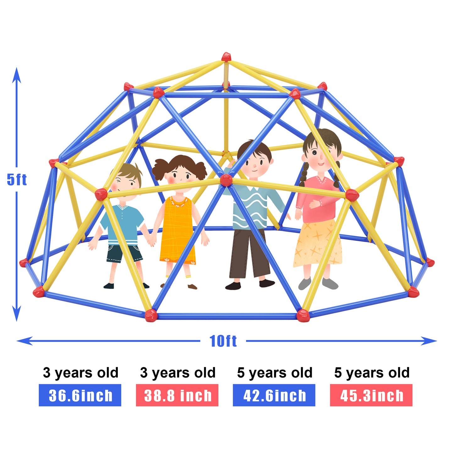 Children's Geometric Jungle Gym Dome Climber - 10 ft Playground Climbing Frame with Rust & UV Resistant Steel, Supports 1000 LBS