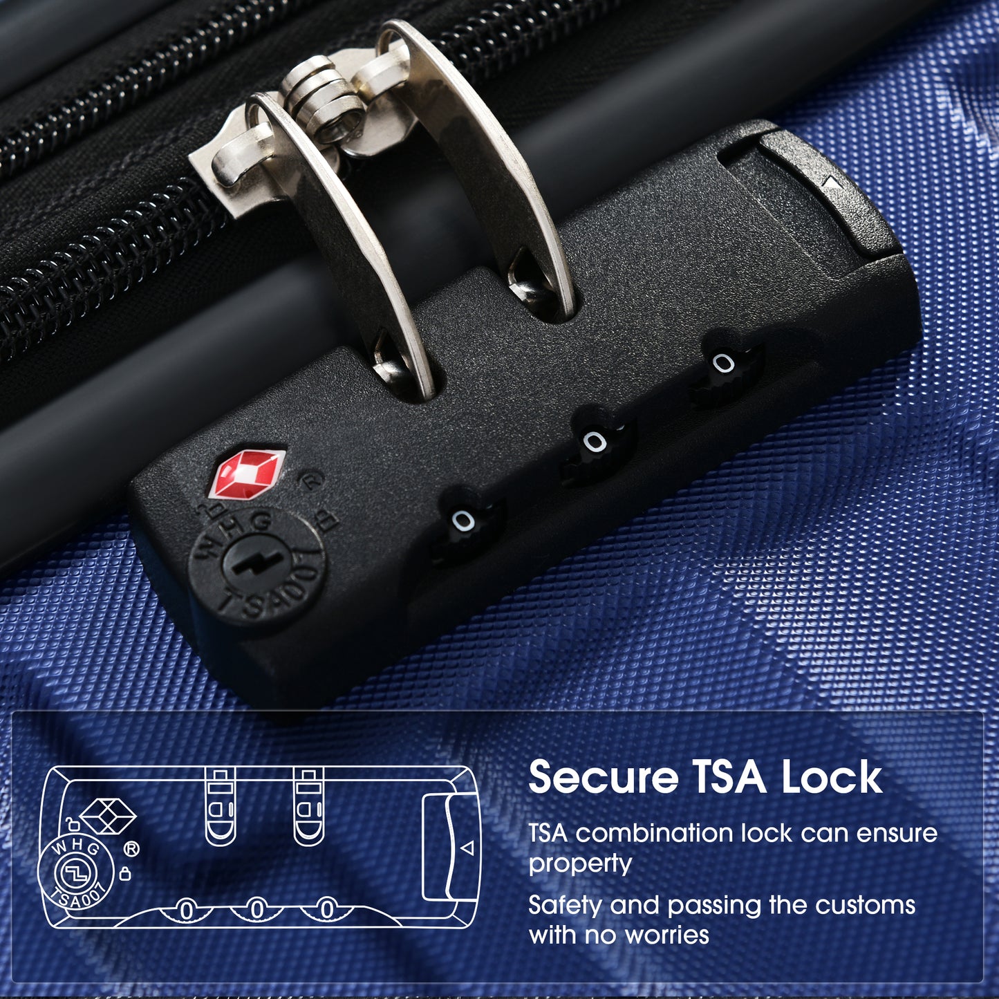 Luggage Expandable 3 Piece Sets ABS Spinner Suitcase Built-In TSA lock 20 inch 24 inch 28 inch