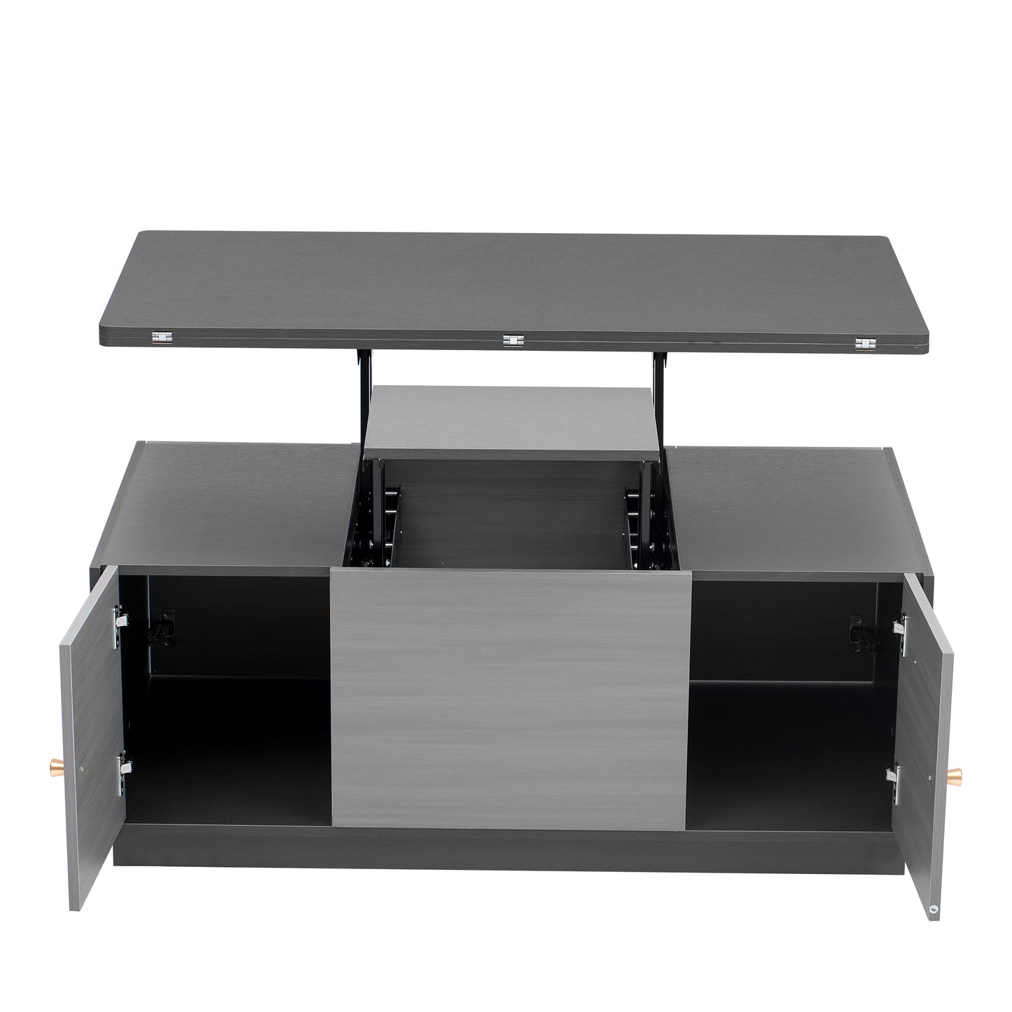 Extendable Lift-Top Coffee Table with Storage in Contemporary Gray