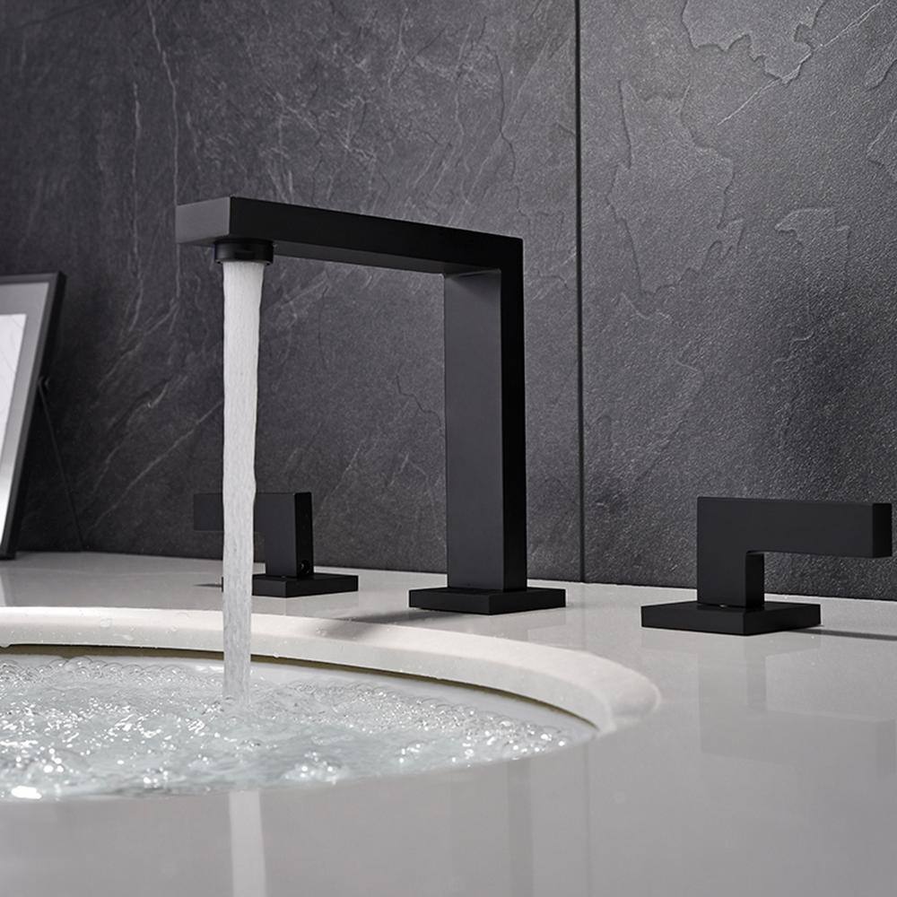 Matte Black Widespread Bathroom Faucet with Double Handles