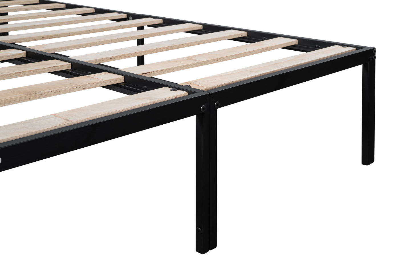 Metal Full Size Bed Frame with Wood Slats/ Heavy duty & Sturdy Metal Bed Frame/ Noise-free Wood Slats/ Quick Assembly/ No Box Spring Needed