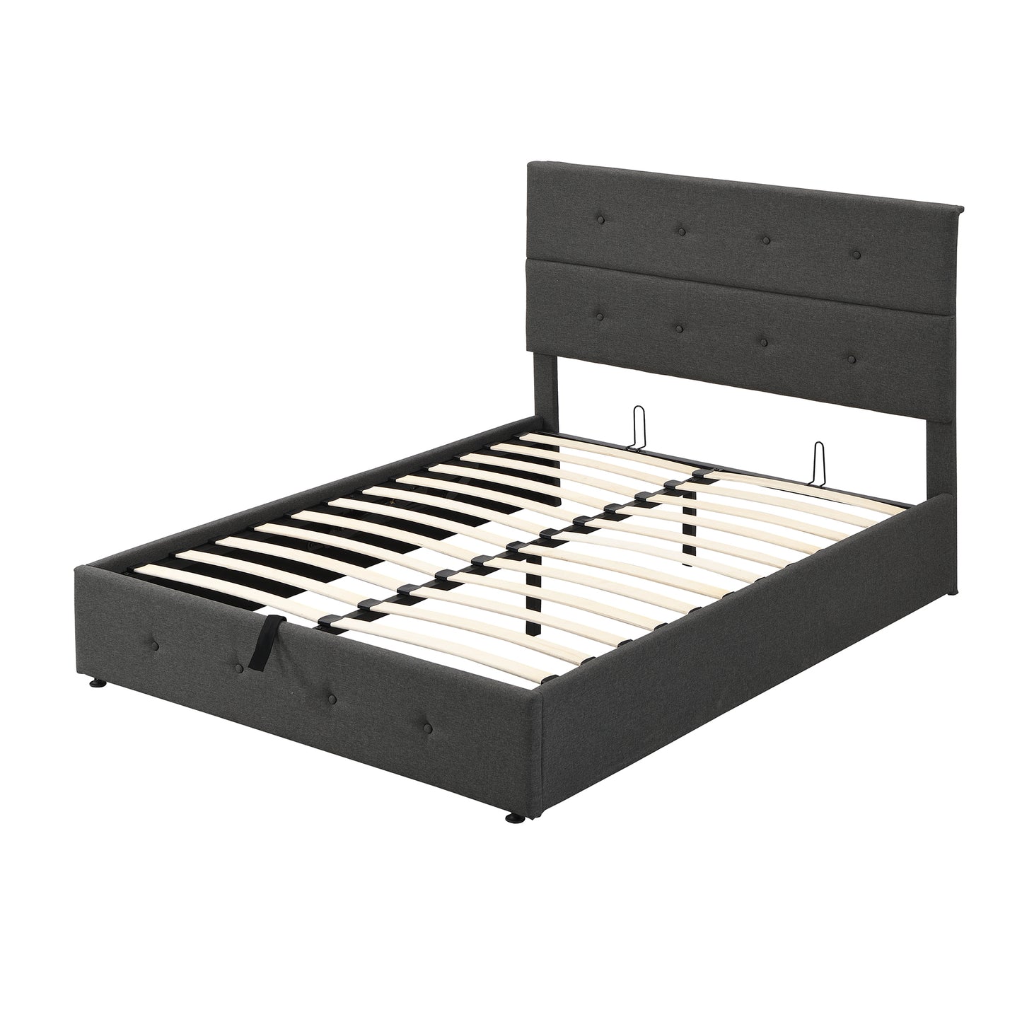 Upholstered Platform Bed with Underneath Storage,Full Size,Gray