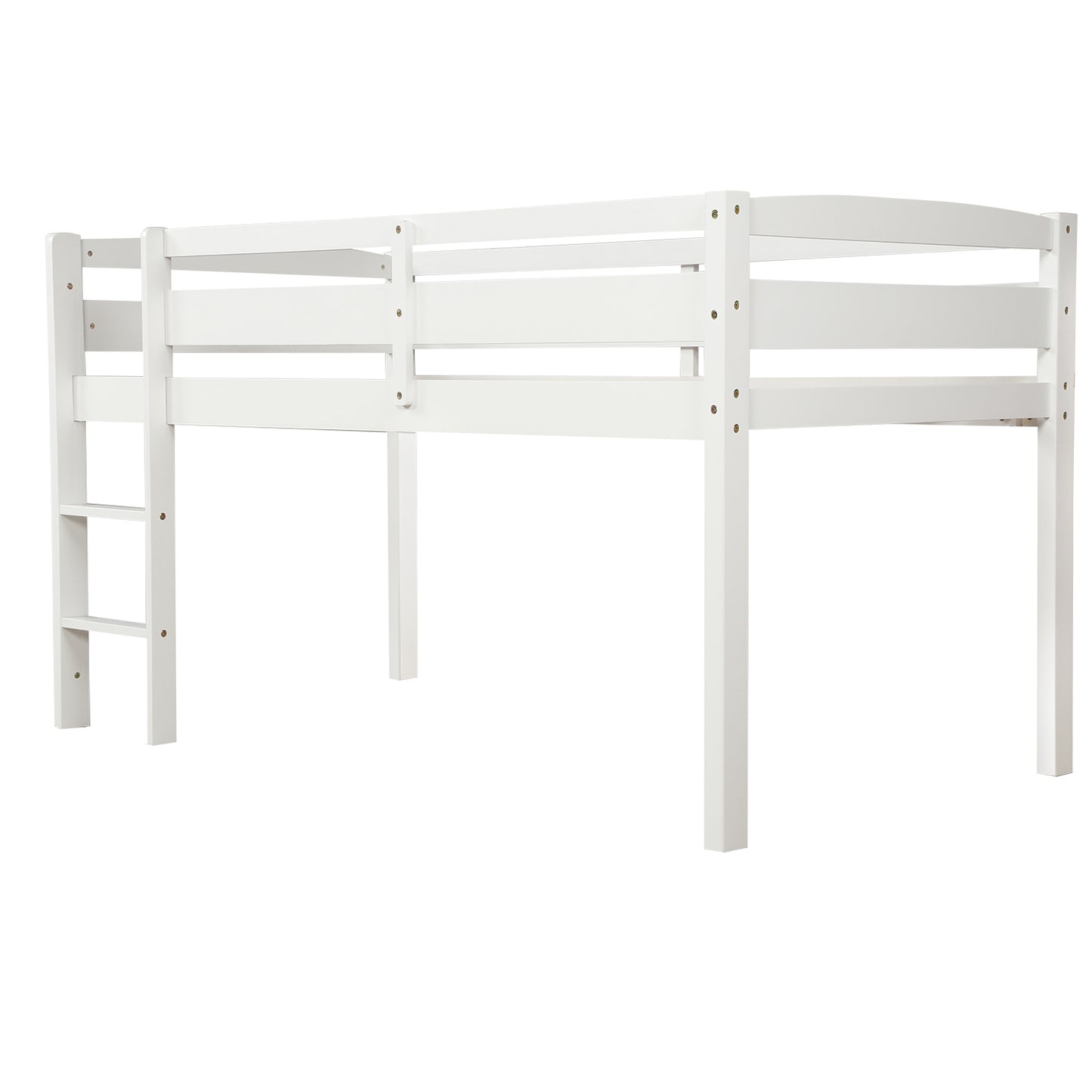 Twin Wood Loft Bed Low Loft Beds with Ladder,Twin,White( :WF192082AAK)