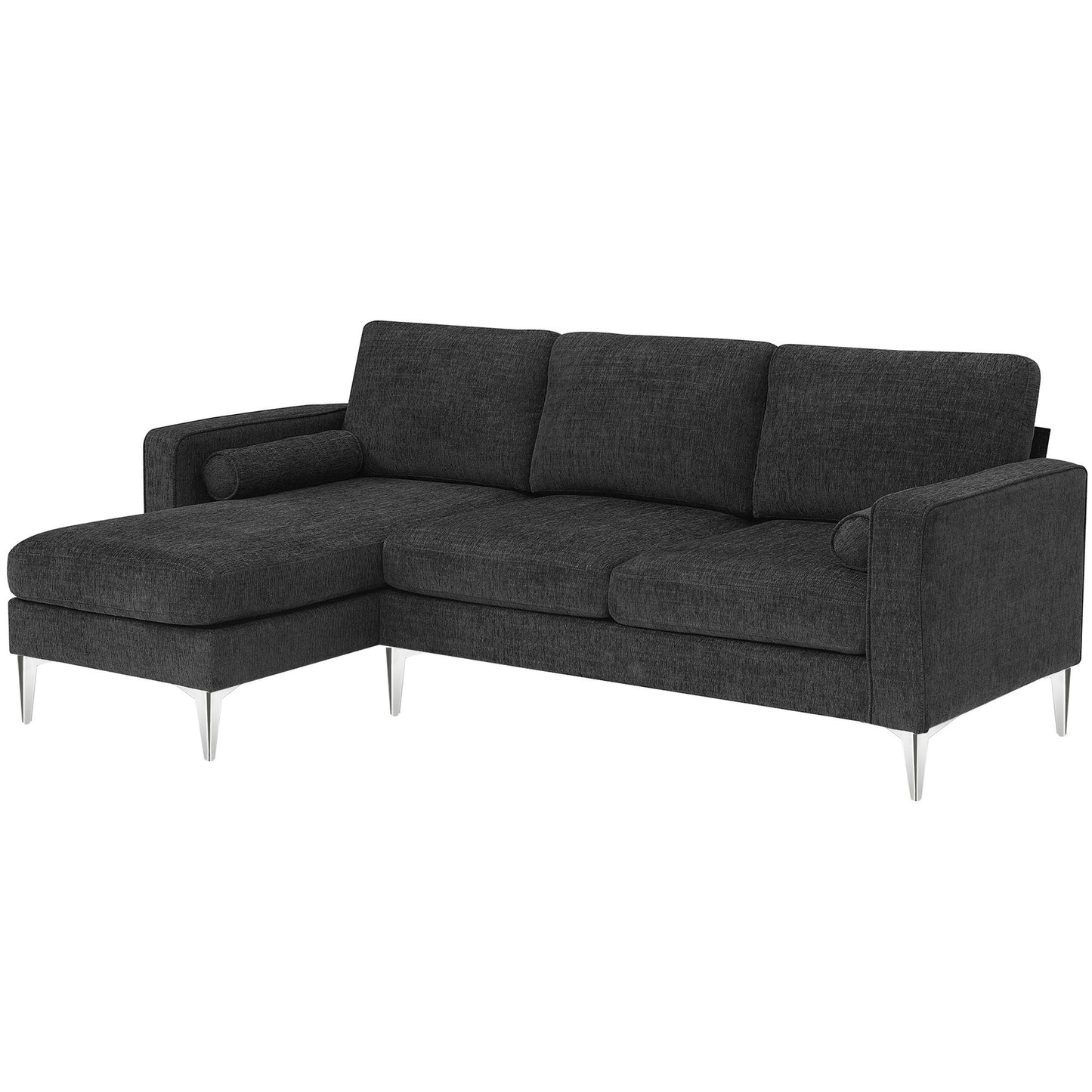 86 L-Shaped Convertible Sectional Sofa with Reversible Chaise and Pillows