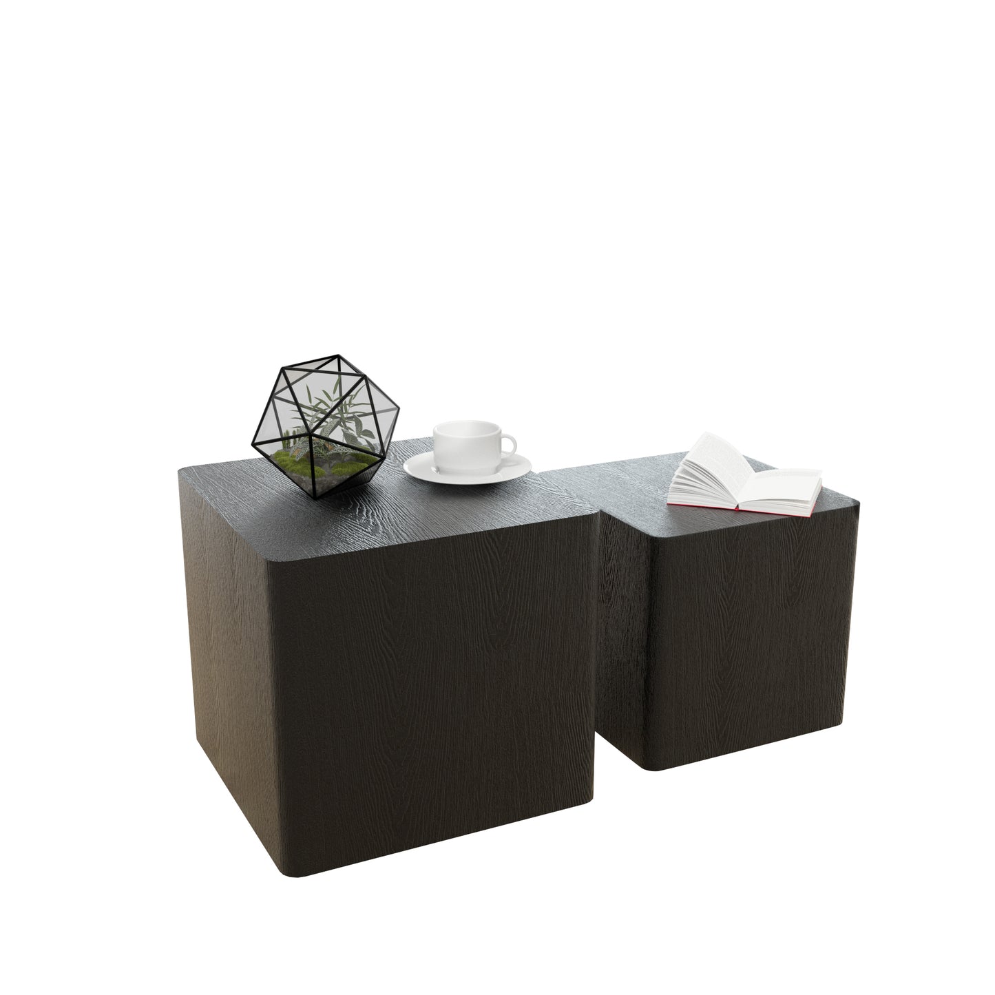 Black MDF Nesting Coffee & Side Tables Set