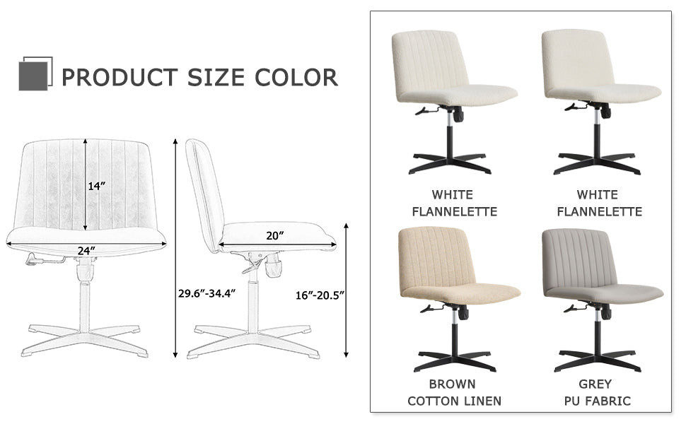 Fabric Material Home Computer Chair Office Chair Adjustable 360 ° Swivel Cushion Chair With Black Foot Swivel Chair Makeup Chair Study Desk Chair No WheelsW115151580