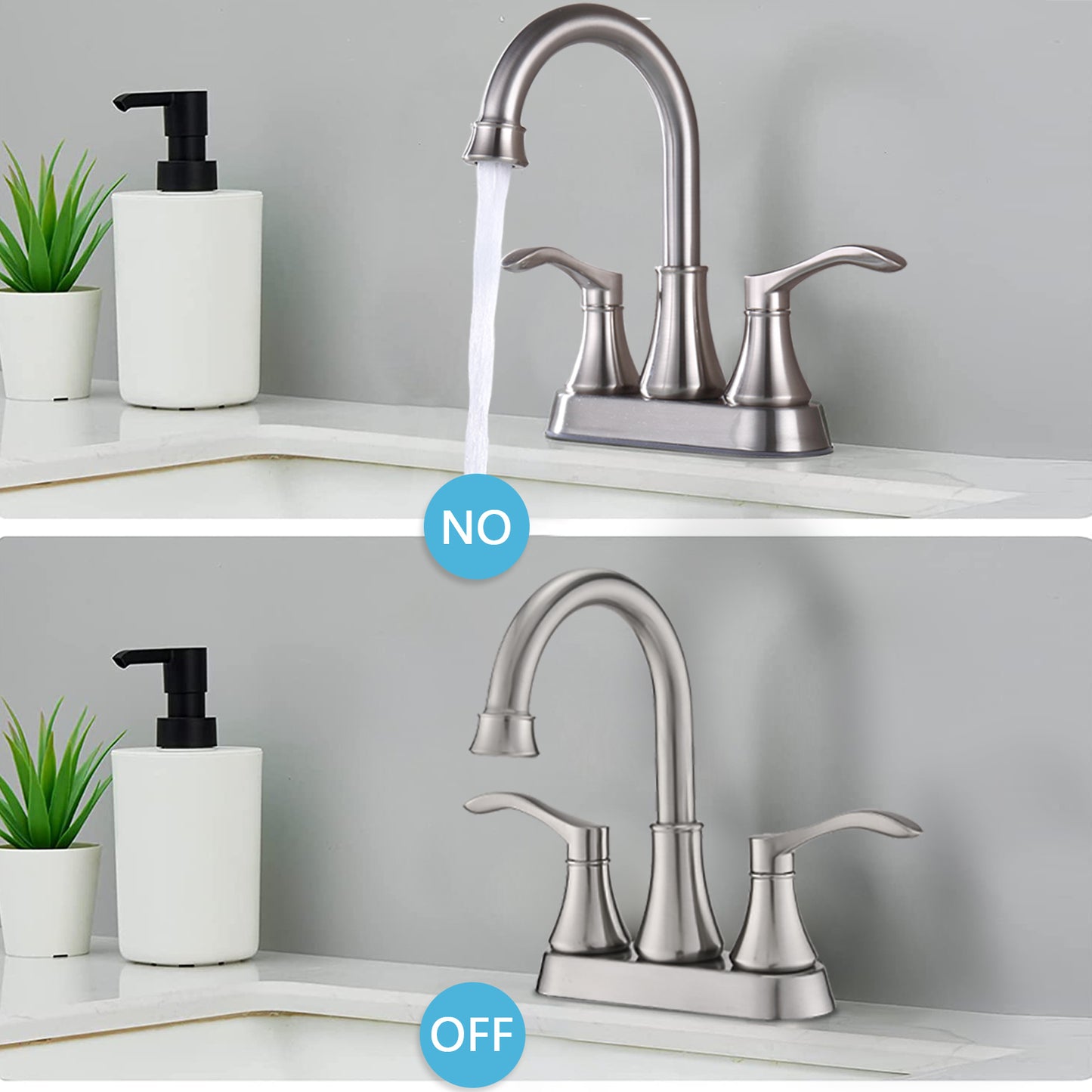 4-inch Brushed Nickel Swivel Spout Bathroom Faucet with Pop Up Drain