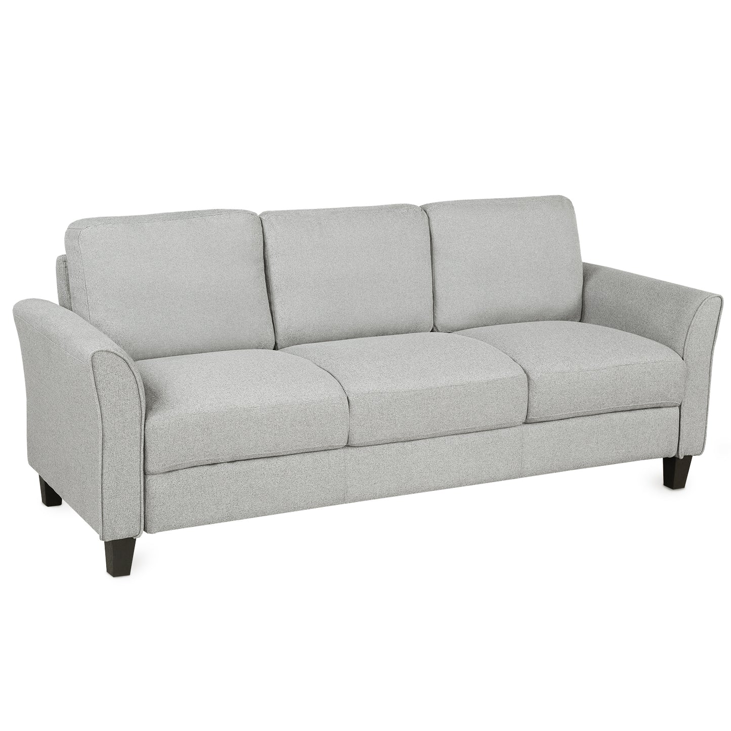 Elegant Light Gray 3-Seat Linen Fabric Sofa for Living Room