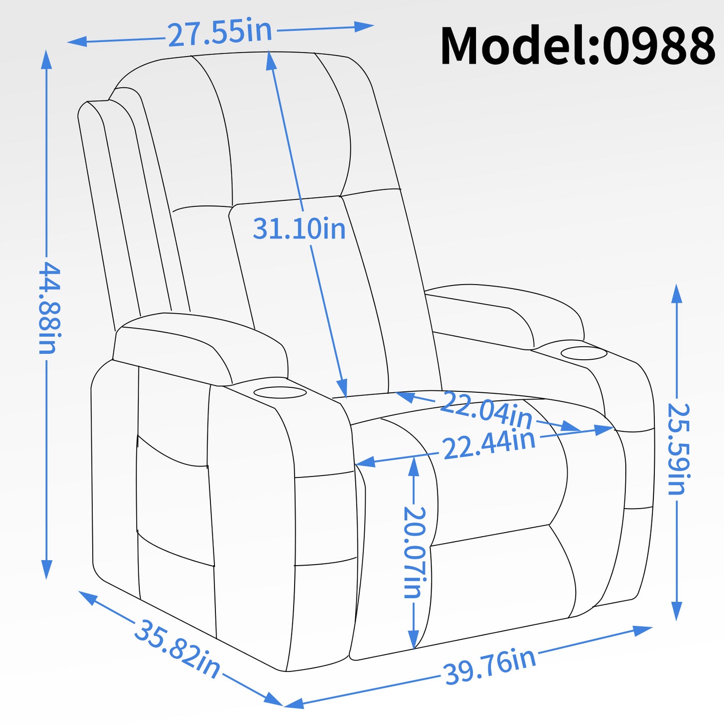 Infinite Position Okin Motor Power Lift Recliner Chair with Massage and Heating - Grey