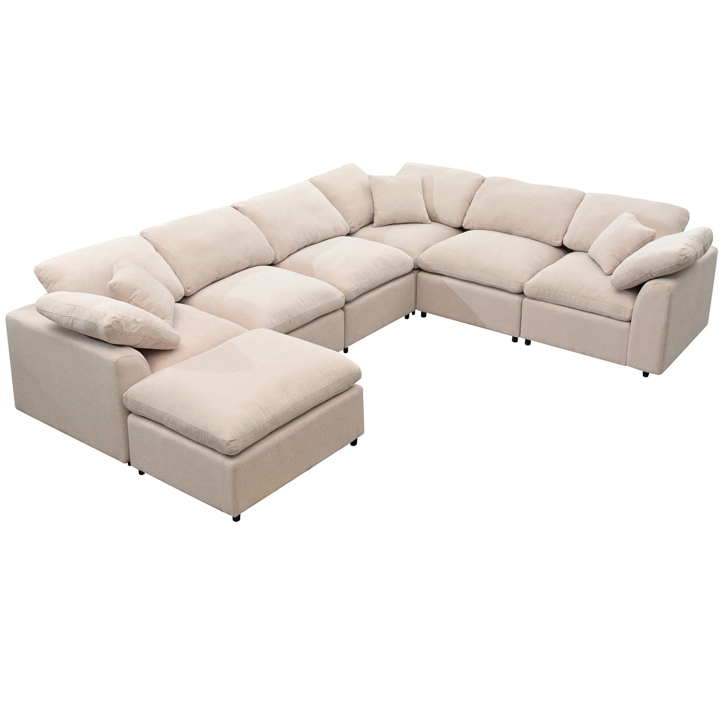 U_Style Oversized Modular Sectional Sofa with Ottoman L Shaped Corner Sectional for Living Room, Office, Spacious Space