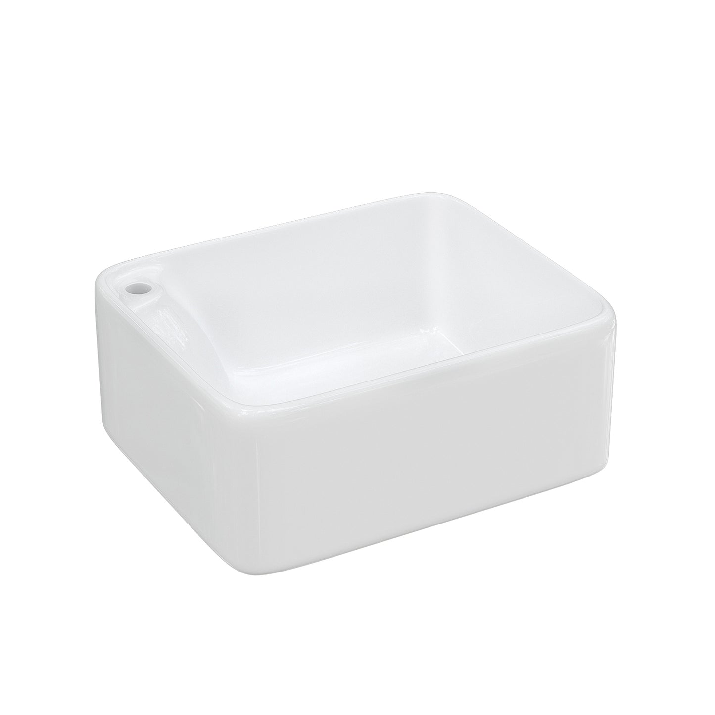 Vessel Bathroom Sink Basin in White Ceramic