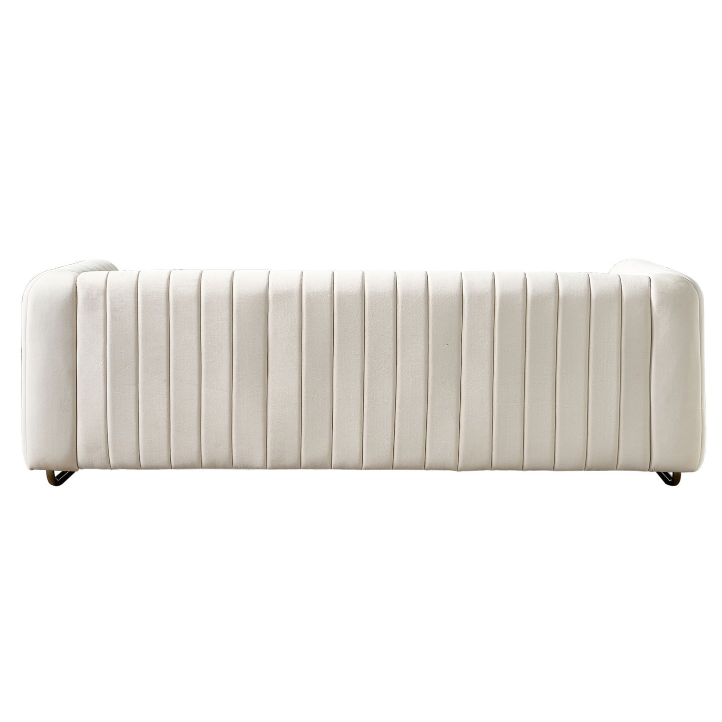 Contemporary Velvet Sofa Couch 84.25''W for Living Room, Beige