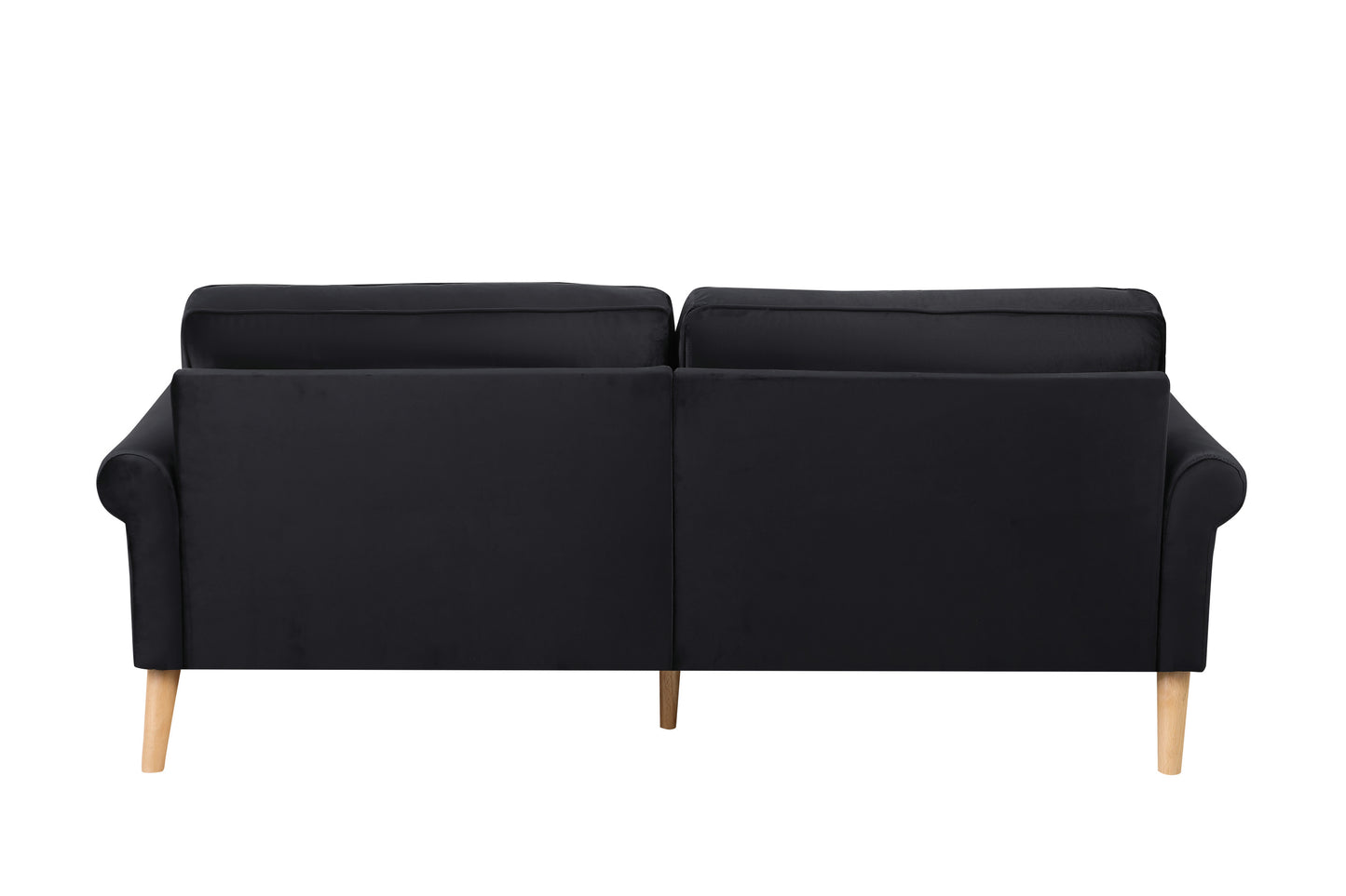 Living Room Sofa,3-Seater Sofa , with  Copper Nail on Arms ,Three Pillow,Black