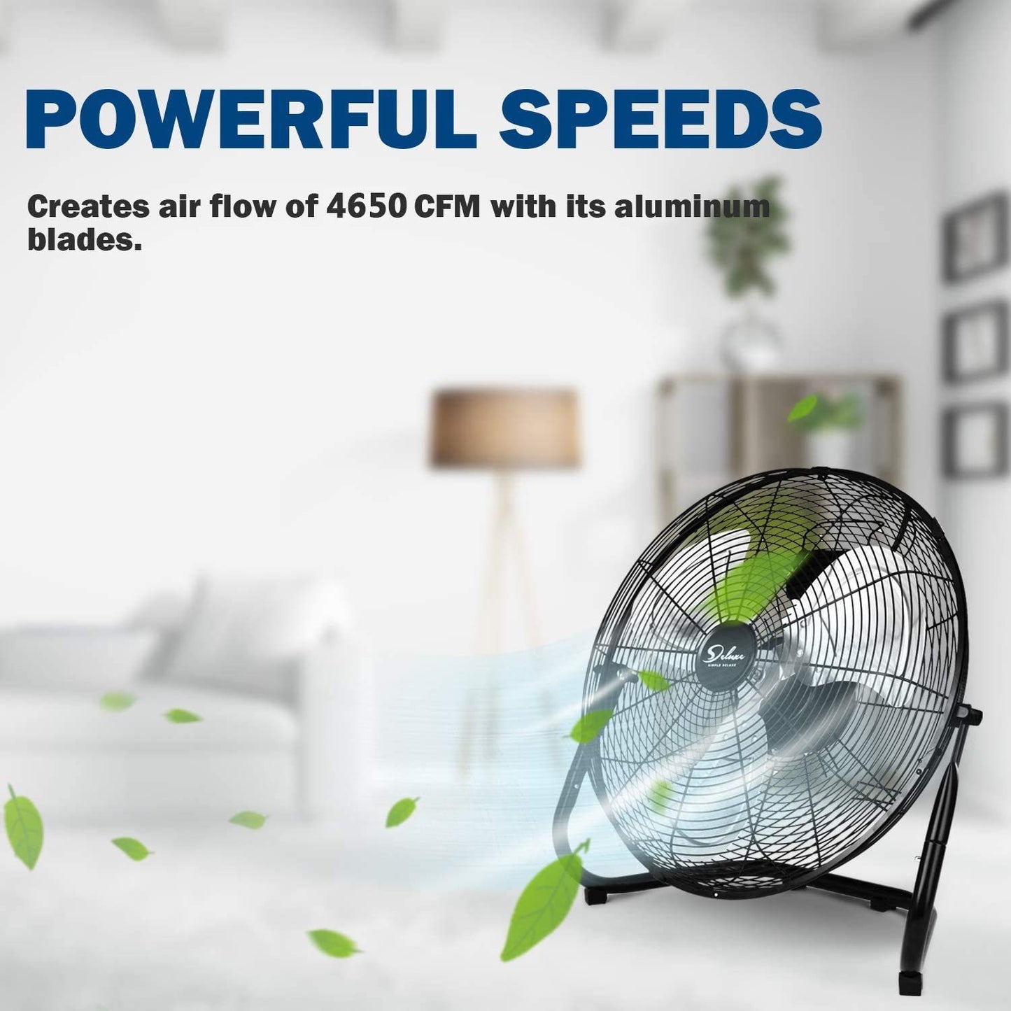 Simple Deluxe 20 Inch 3-Speed High Velocity Heavy Duty Metal Industrial Floor Fans Quiet for Home, Commercial, Residential, and Greenhouse Use, Outdoor/Indoor, Black, 2 Pack