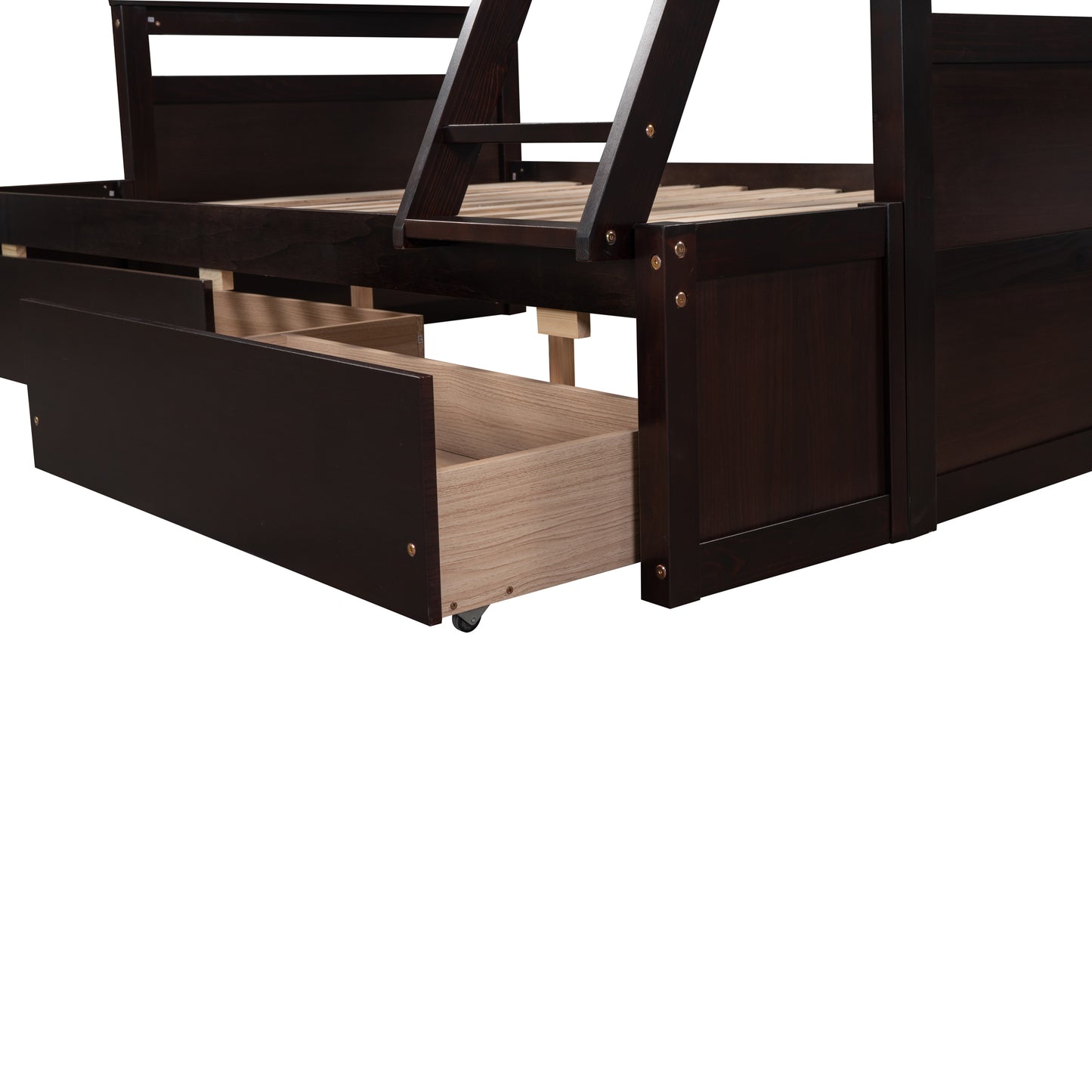 Espresso Twin over Full Bunk Bed with Storage and Drawers - Space-Saving Sleep Solution