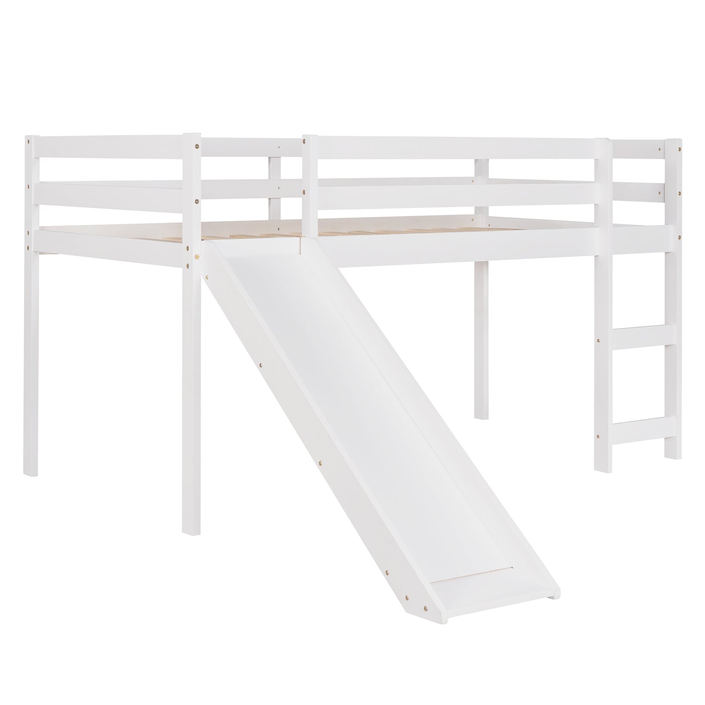 Loft Bed with Slide, Multifunctional Design, Twin (White)(: WF191904AAK)