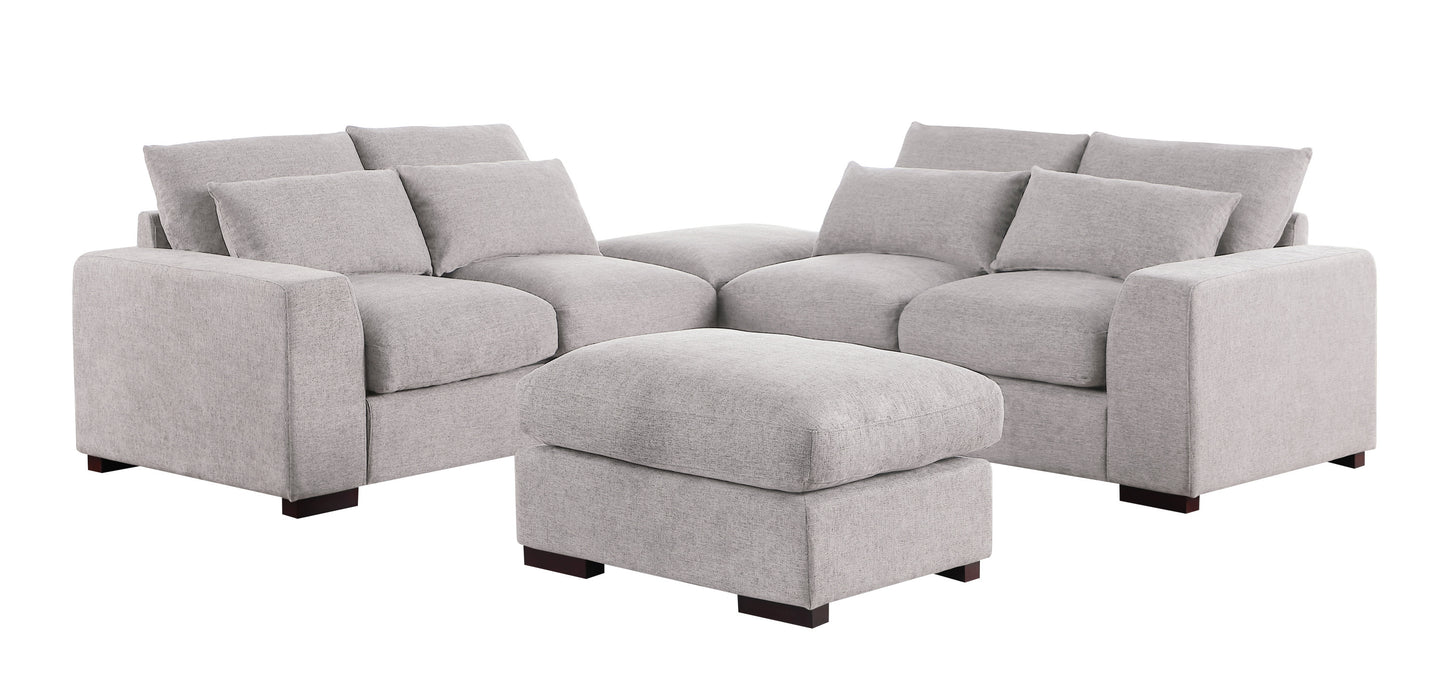 Tatman Linen Blend Sectional with 2 Ottomans