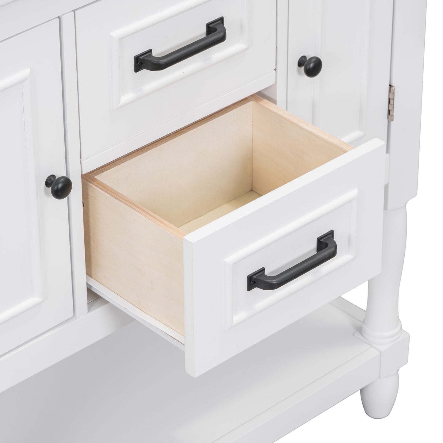 30" Bathroom Vanity with Sink Top, Bathroom Vanity Cabinet with Two Doors and Two Drawers, Solid Wood Frame, One Package, White