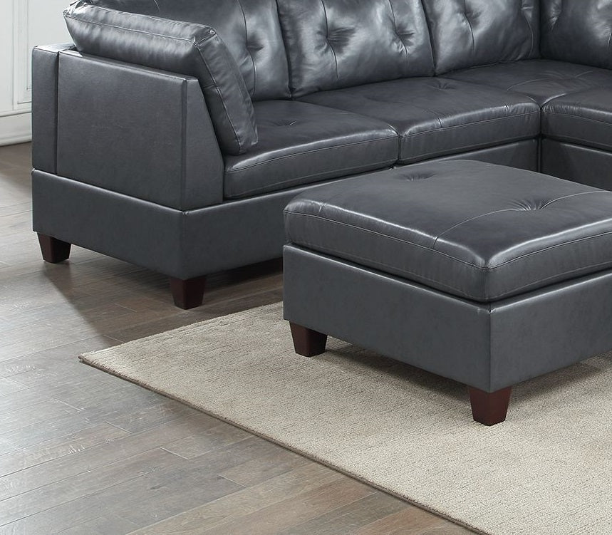 Luxurious Contemporary Black Leather 8pc Sectional Set