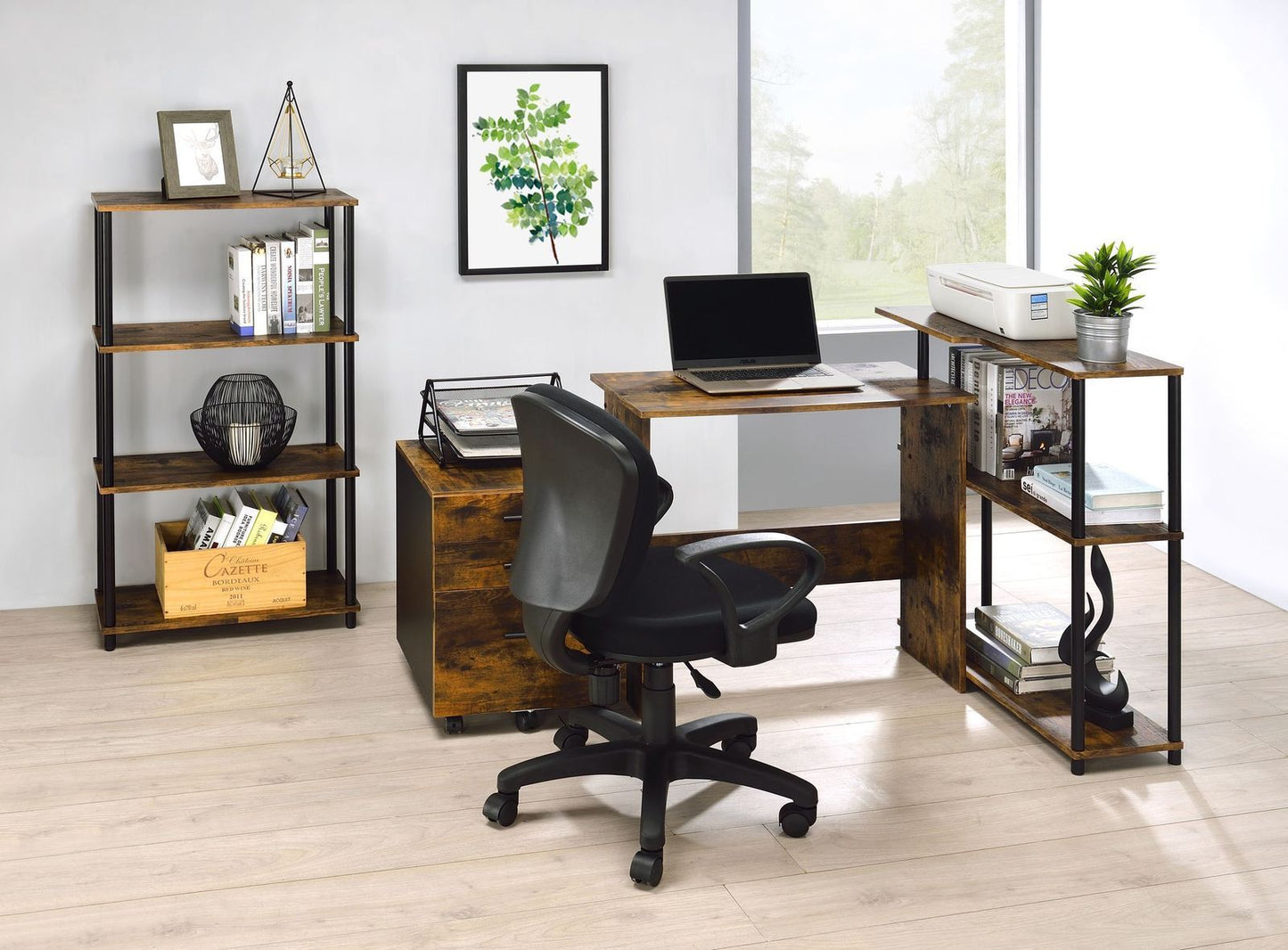 Ievi Writing Desk with Elegant Oak and Iron Finish