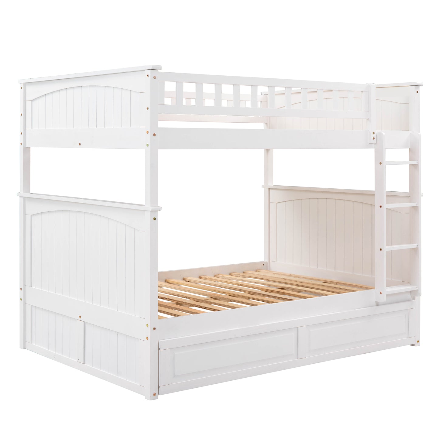 White Full Bunk Bed with Twin Trundle for Maximum Space Saving