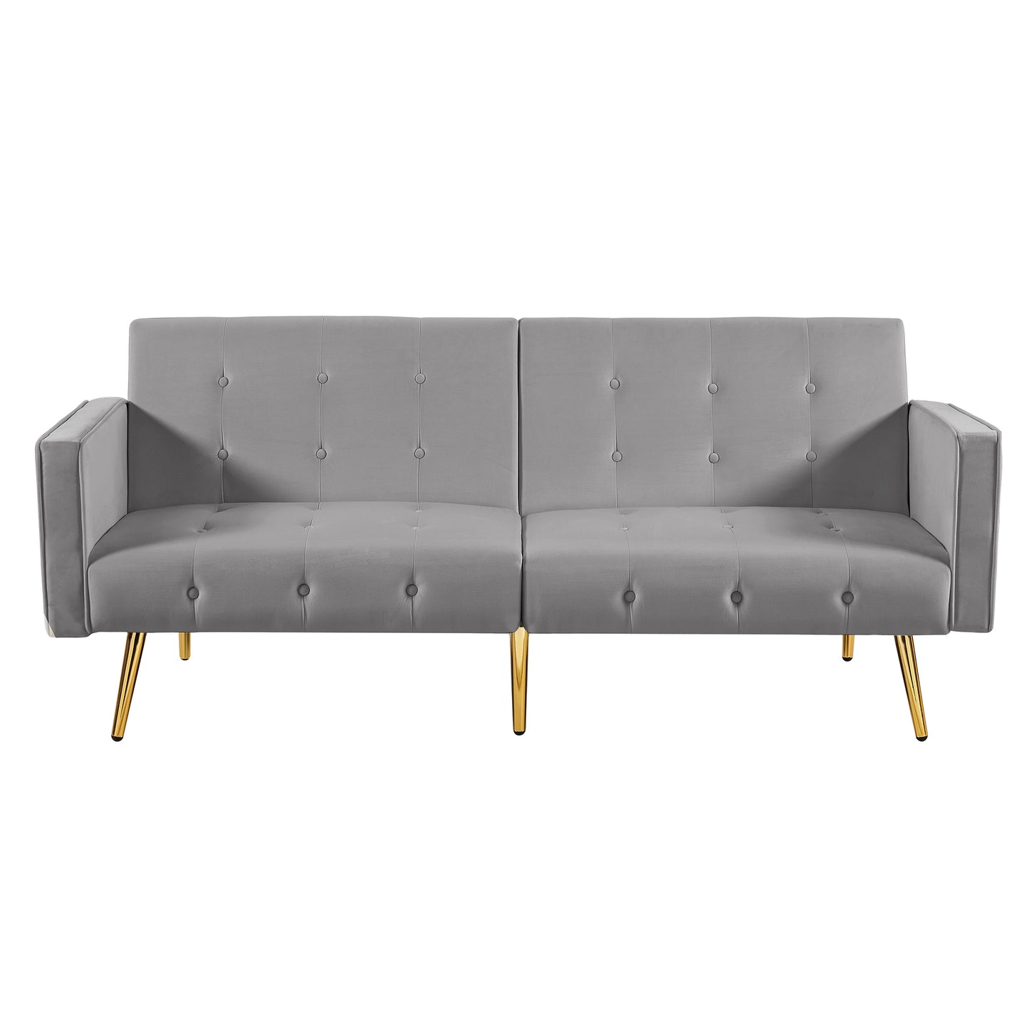 Velvet button tufted sofa bed with armrest