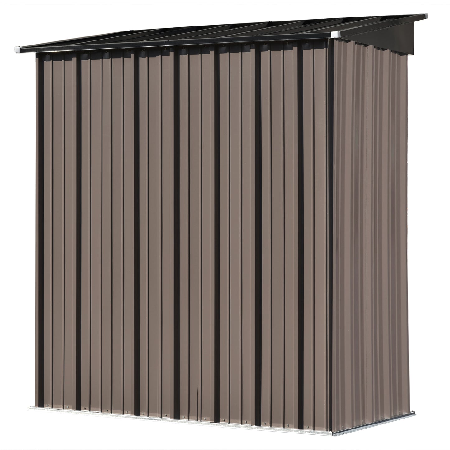 Patio 5ft Wx3ft. L Garden Shed, Metal Lean-to Storage Shed with Adjustable Shelf and Lockable Door, Tool Cabinet for Backyard, Lawn, Garden, Brown